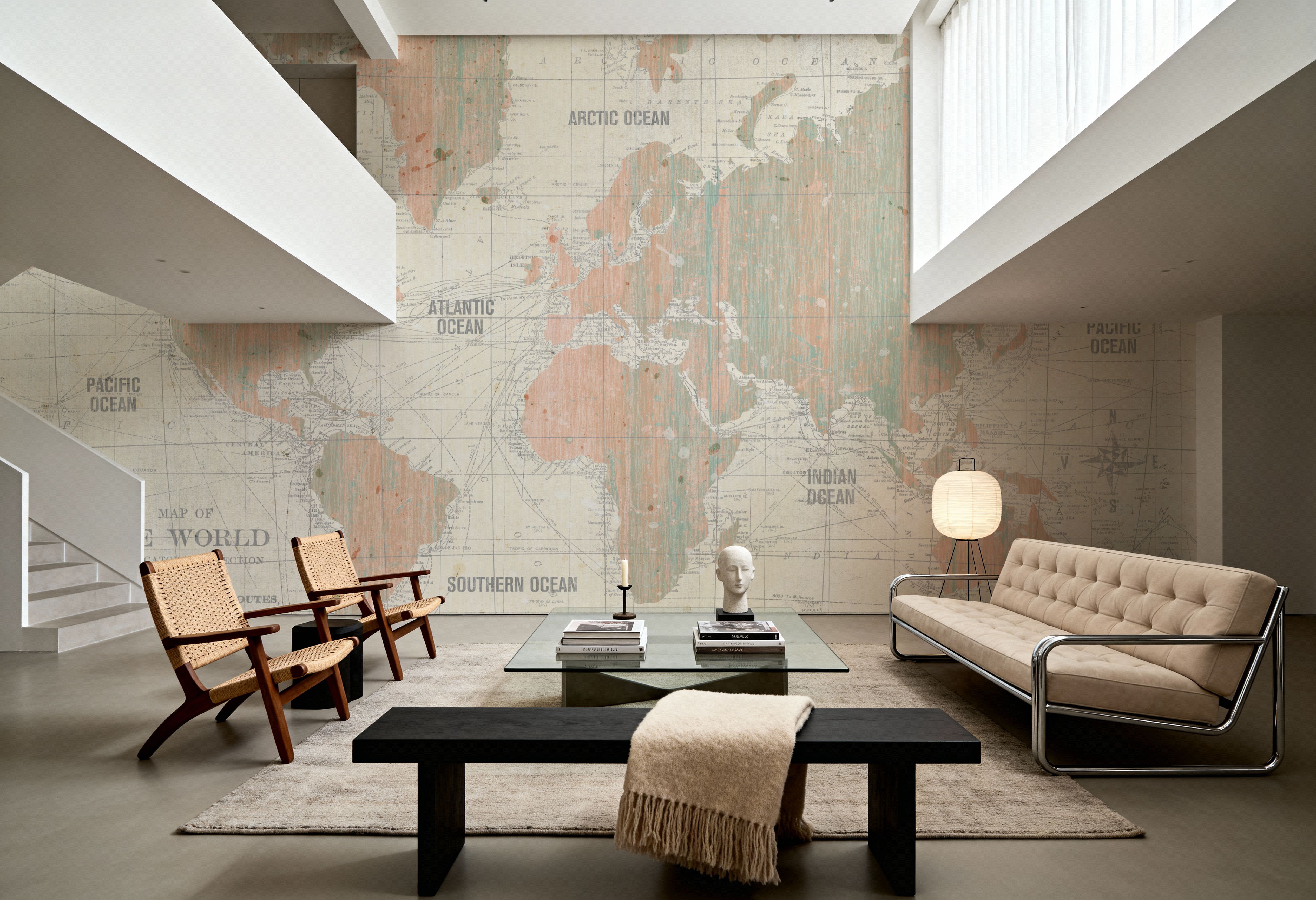 Old World Map Blush and Mint