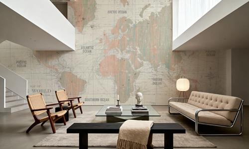 Old World Map Blush and Mint