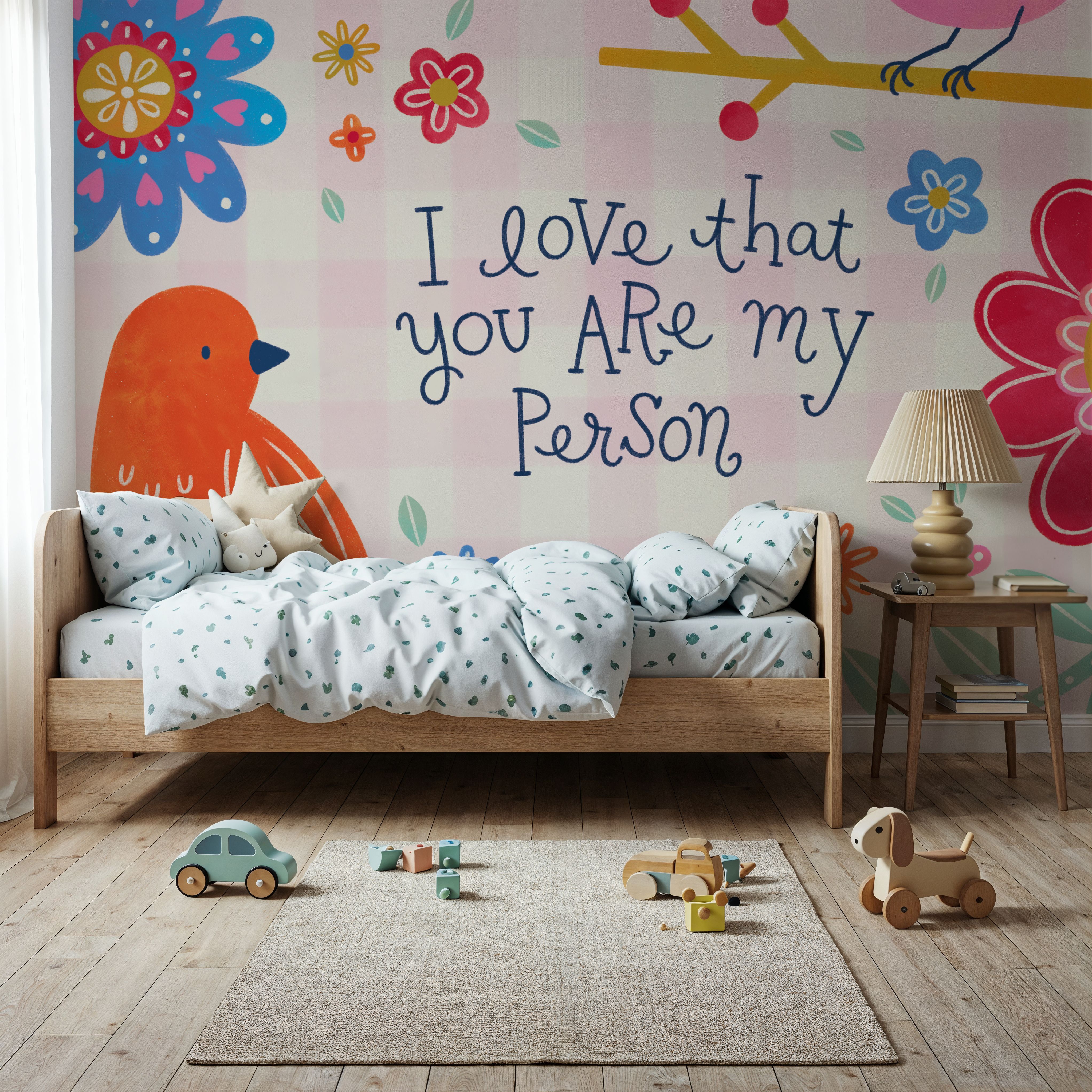 Wall Mural - Bloom Bright II - Birds Animals mural wallpaper - Kids' Room - Wallism US - Premium, Textured or Peel & Stick