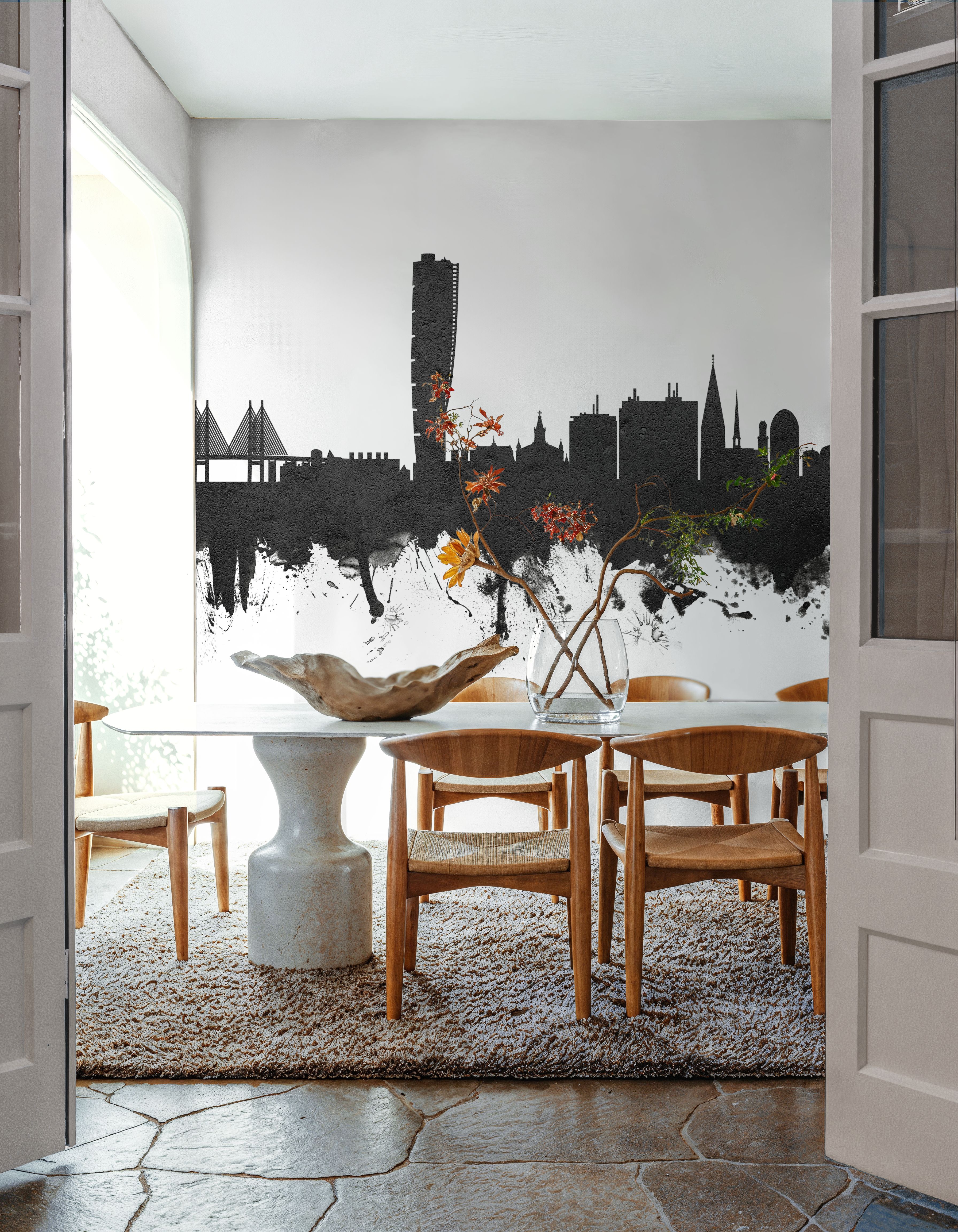 Malmö Sweden Skyline Black & White