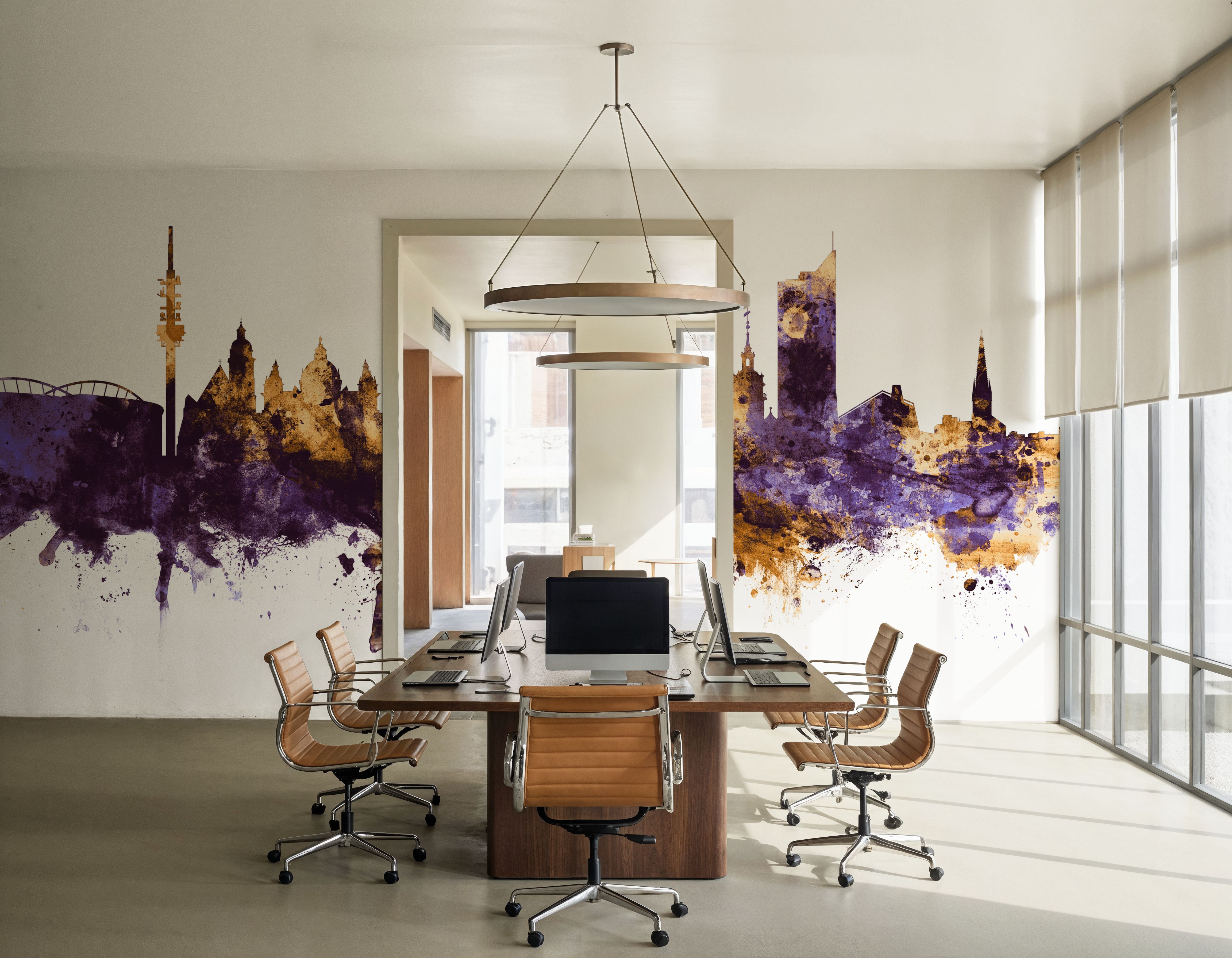 Leipzig Germany Skyline Purple & Gold