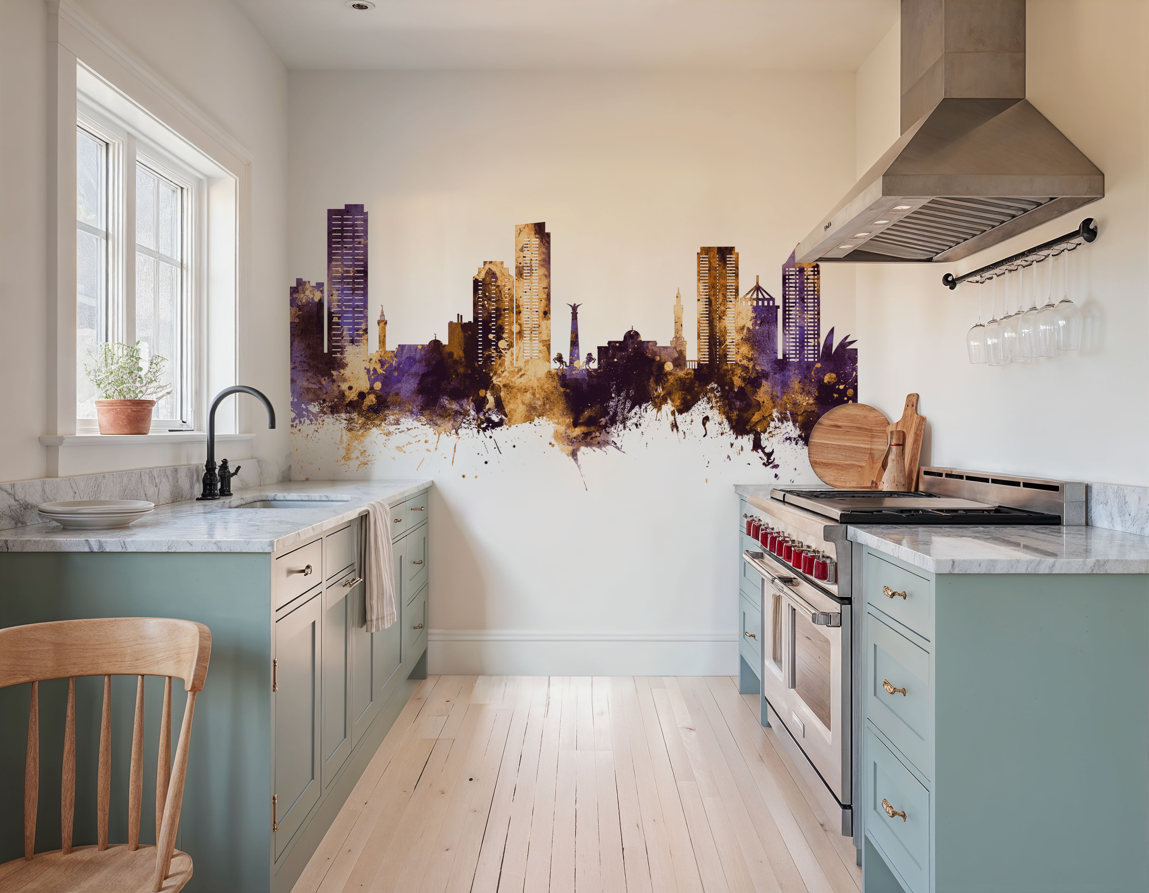 Umm Al Quwain Skyline Purple & Gold