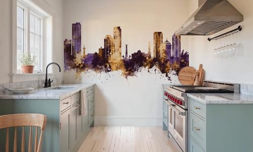 Umm Al Quwain Skyline Purple & Gold