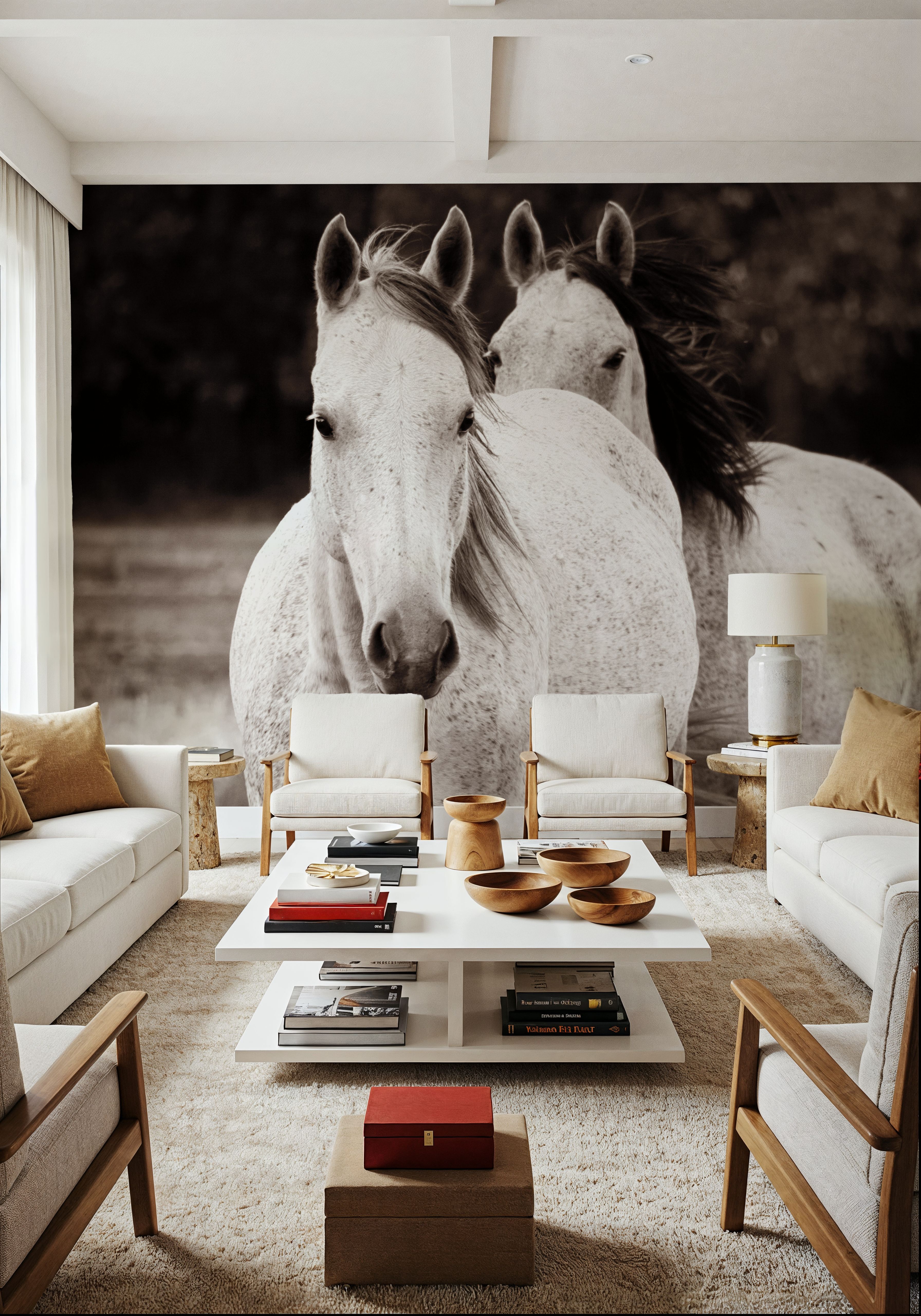 Two Wild Horses Sepia