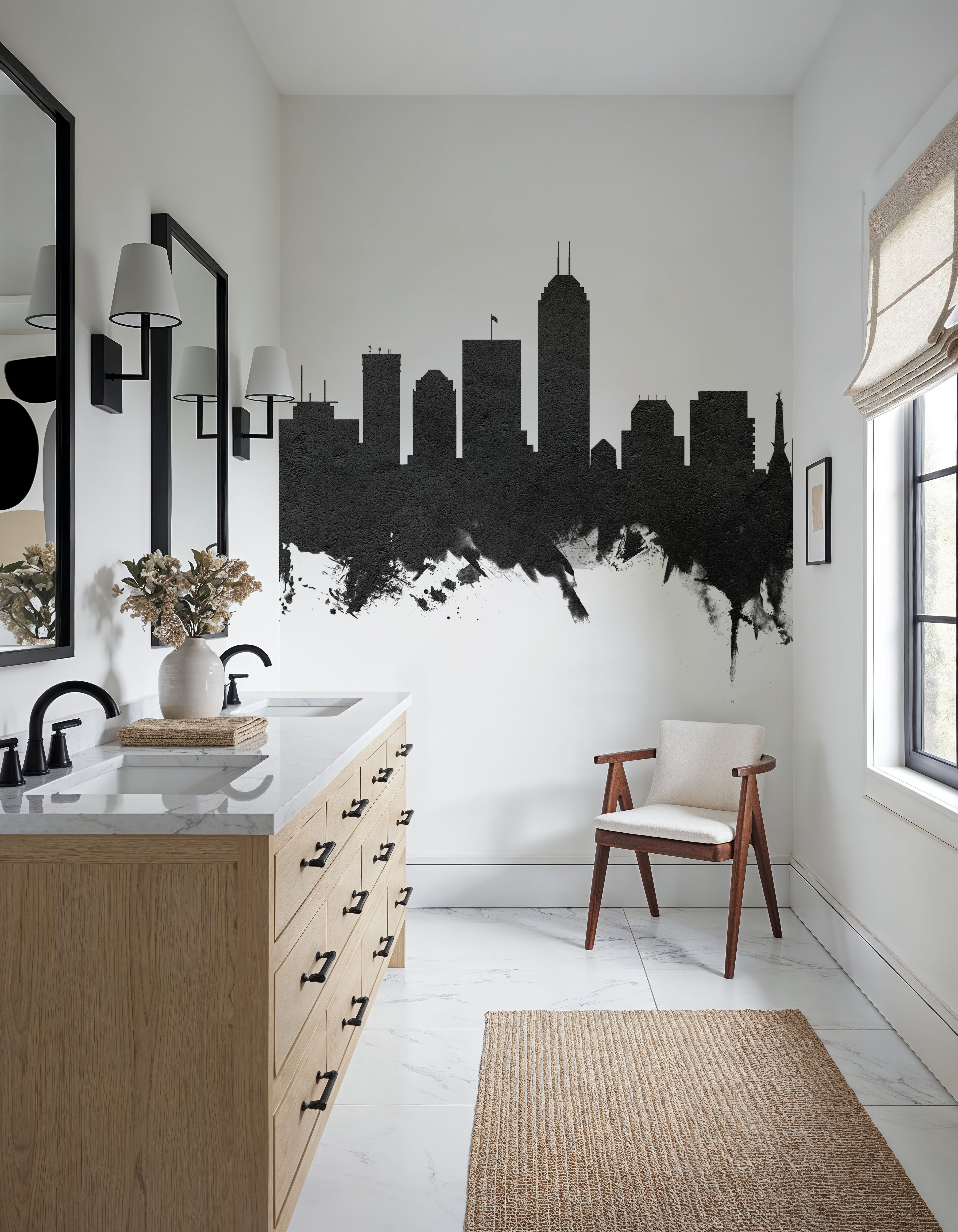 Indianapolis Indiana Skyline Black & White