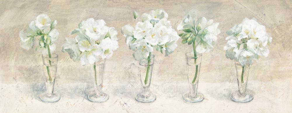 Row of Geraniums in Glasses
