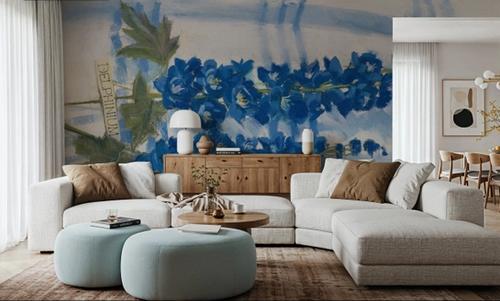 Delphinium on Linen