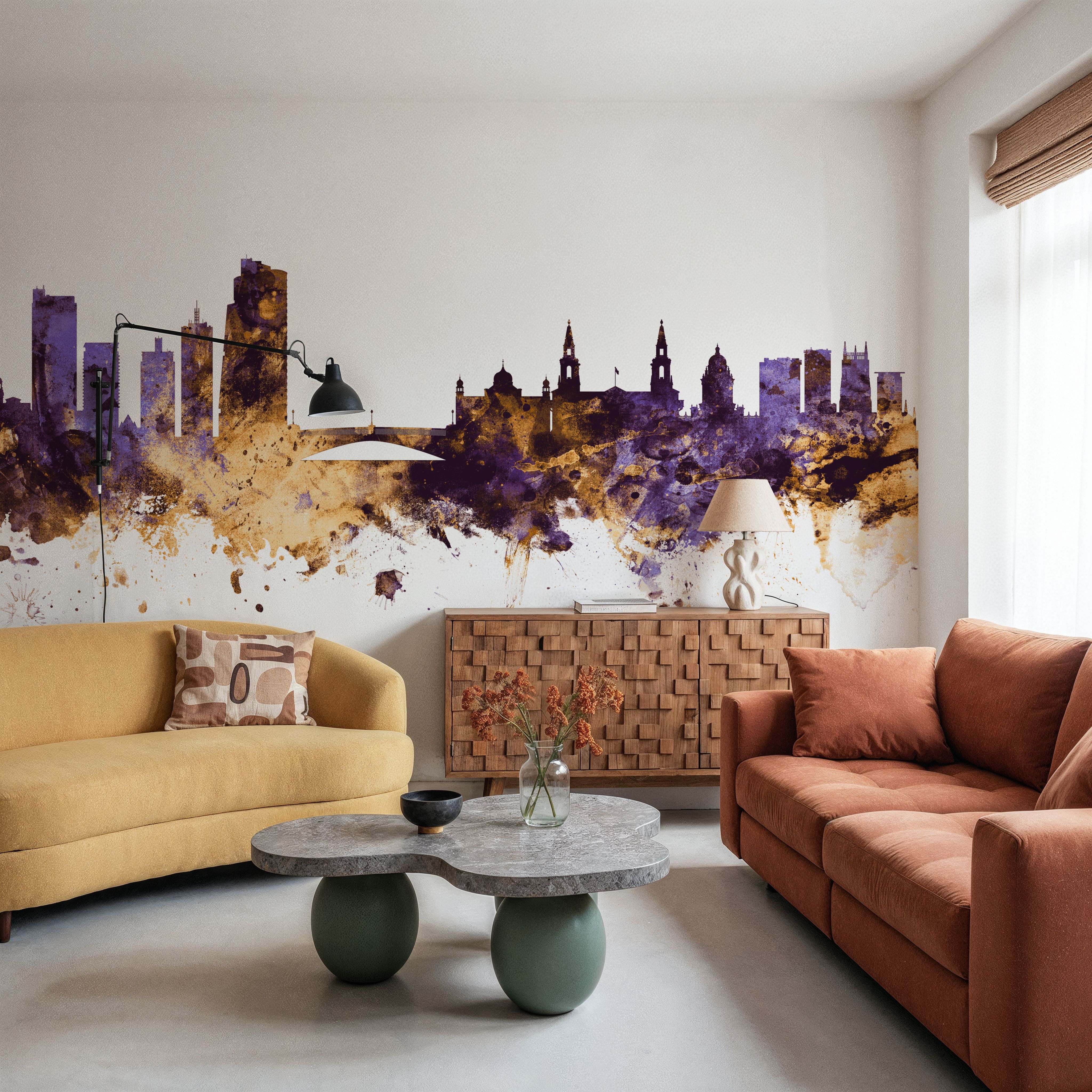 Leeds England Skyline Purple & Gold