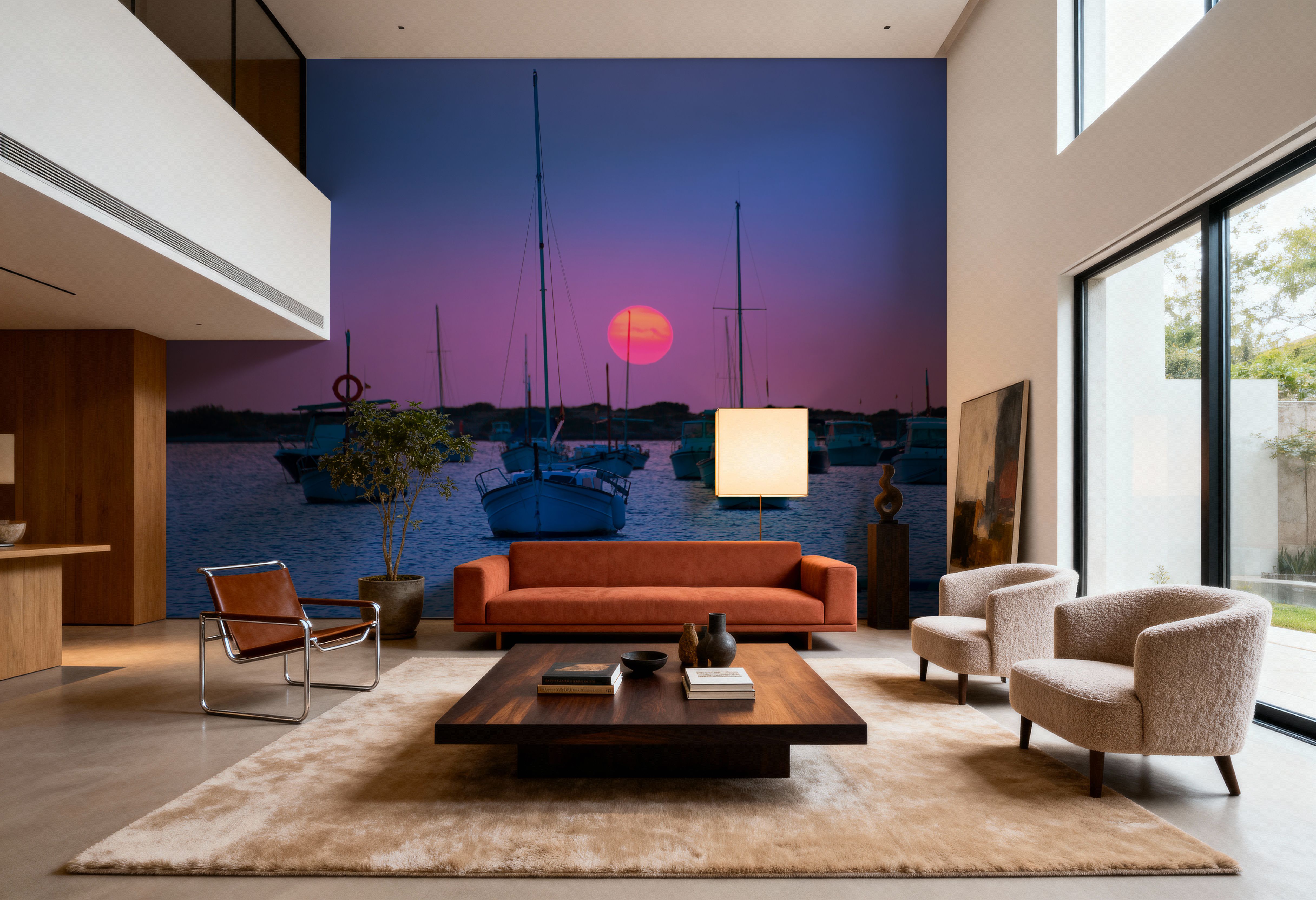 Boat Sunset Clear Skies