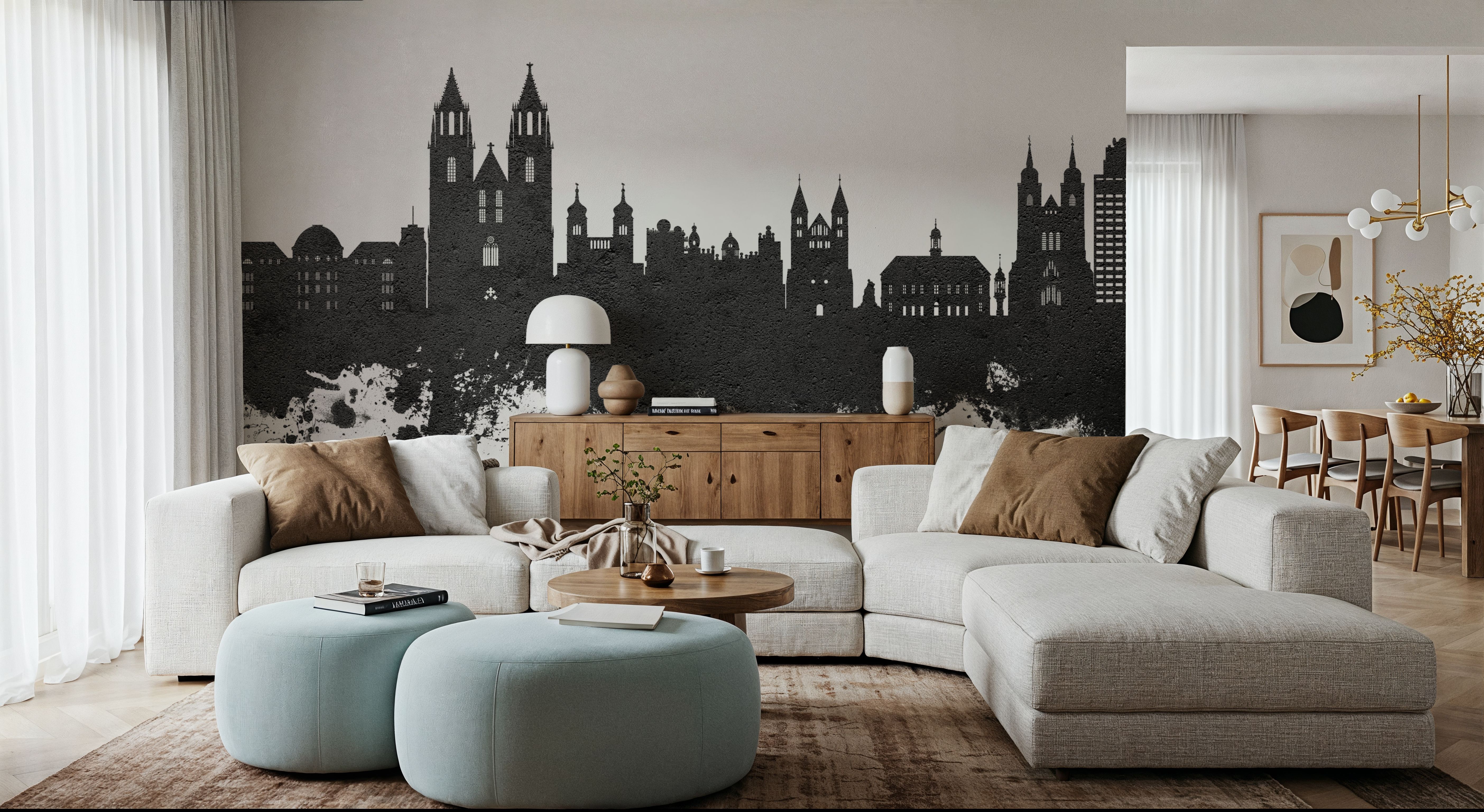 Magdeburg Germany Skyline Black & White