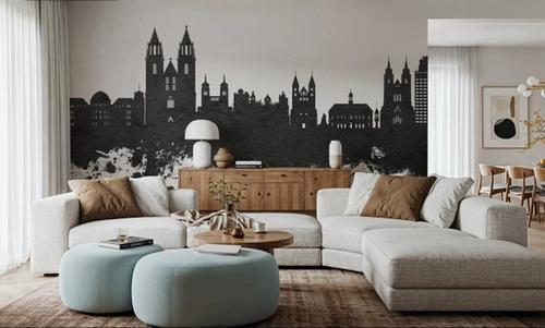 Magdeburg Germany Skyline Black & White