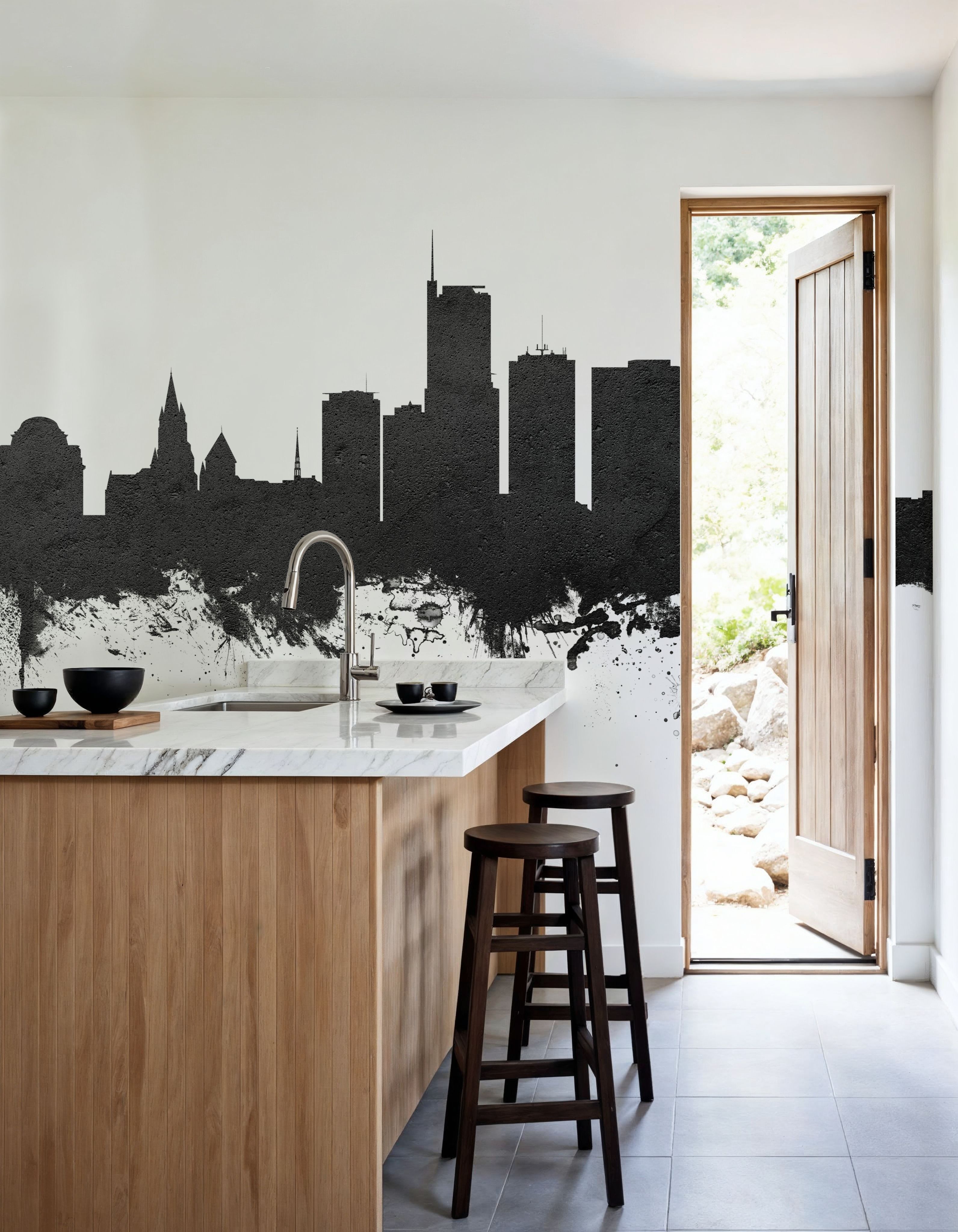 Essen Germany Skyline Black & White