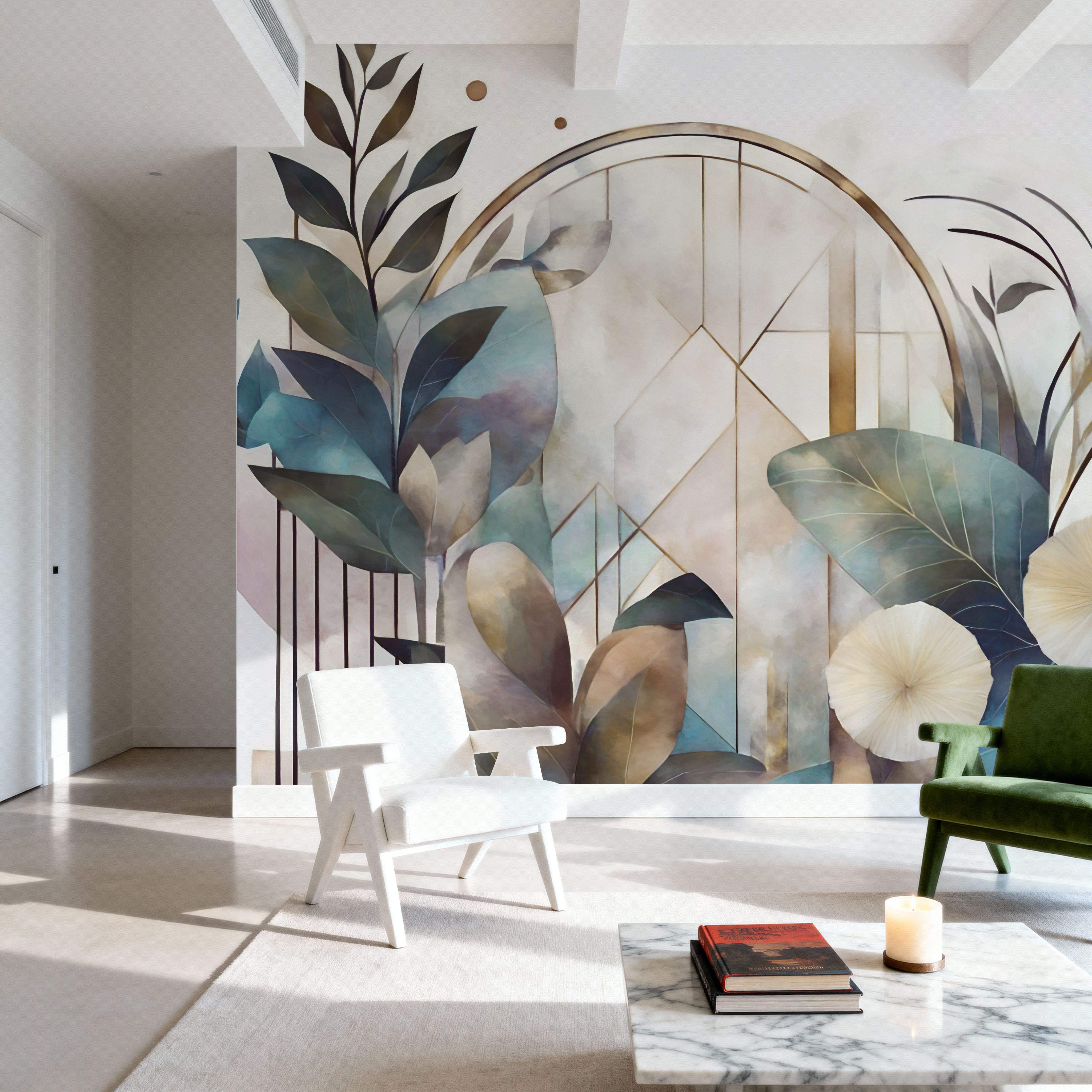 Art Deco Floral Geometry Yellow