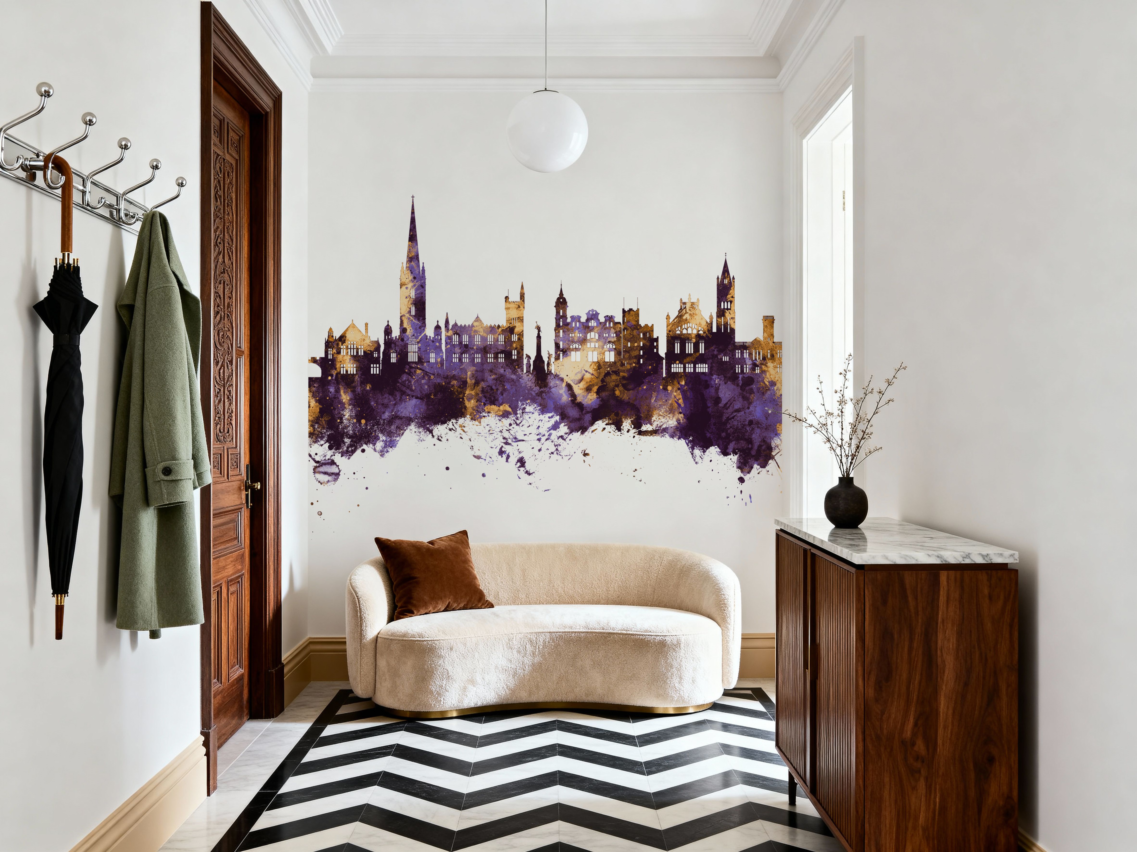 Derry Northern Ireland Skyline Purple & Gold
