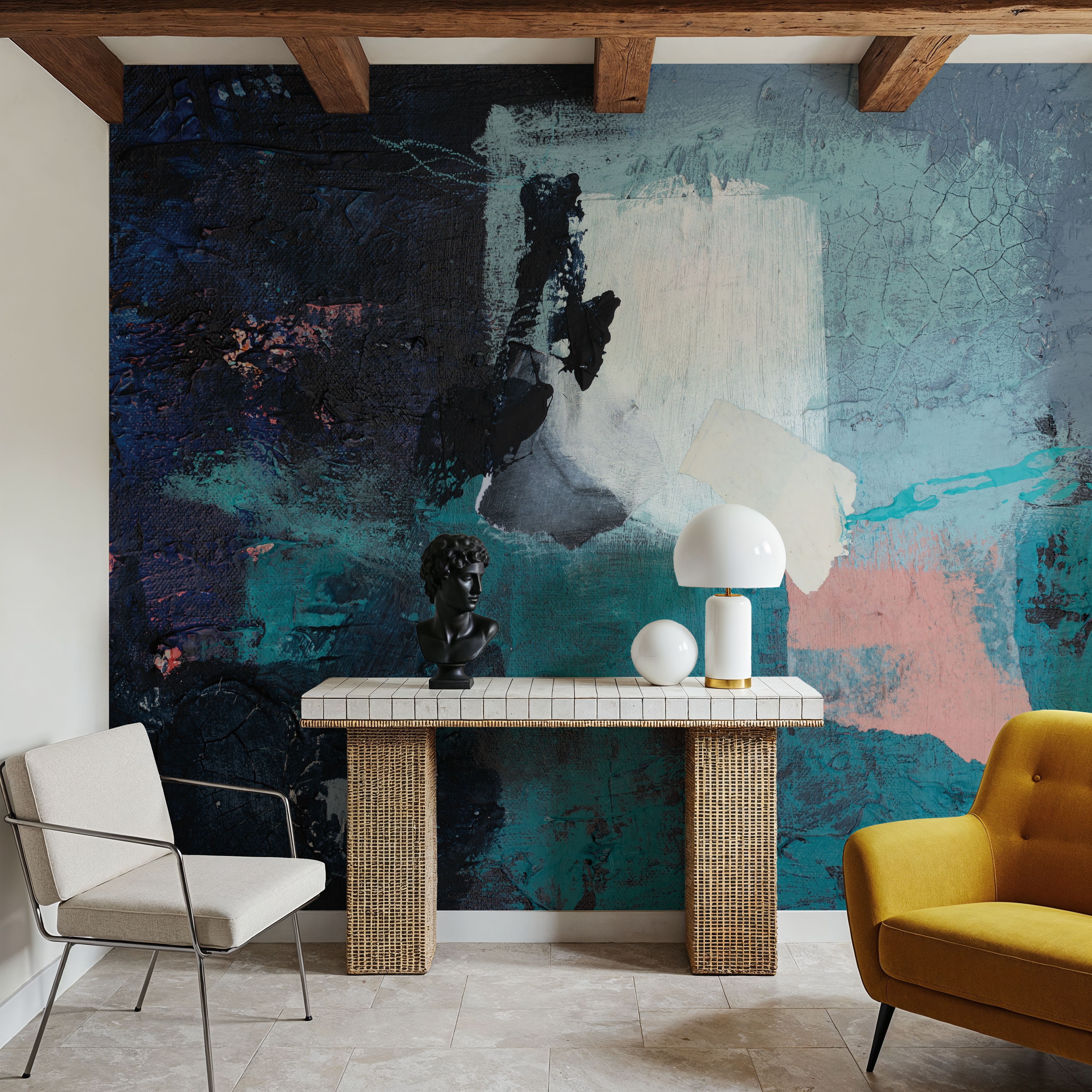 Wall Mural - Suddenly Dreaming Again - Abstract mural wallpaper - Blue - Dining Room - Wallism US - Premium, Textured or Peel & Stick