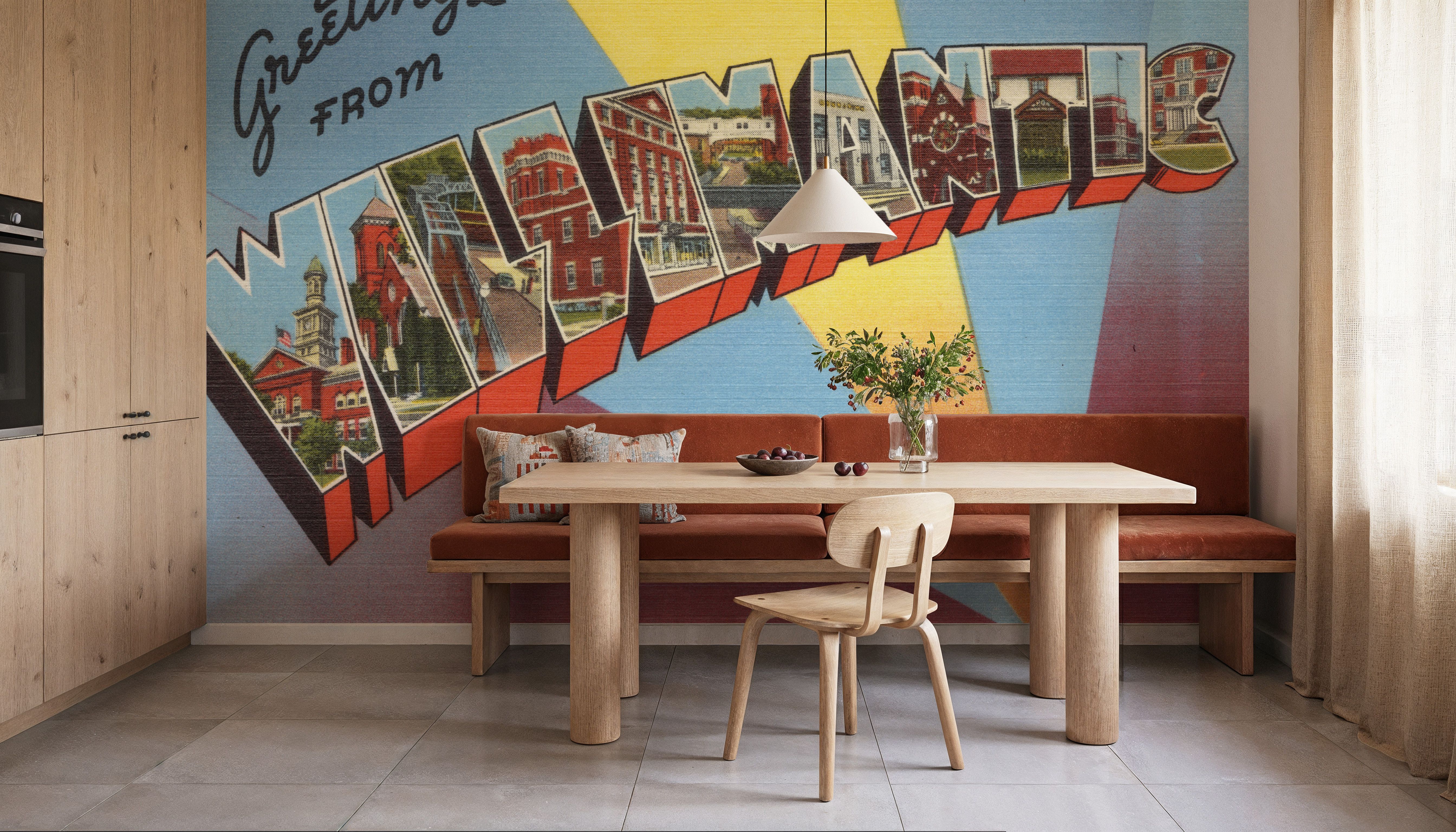 Greetings from Willimantic - Screenprint Postcard, Wallpaper