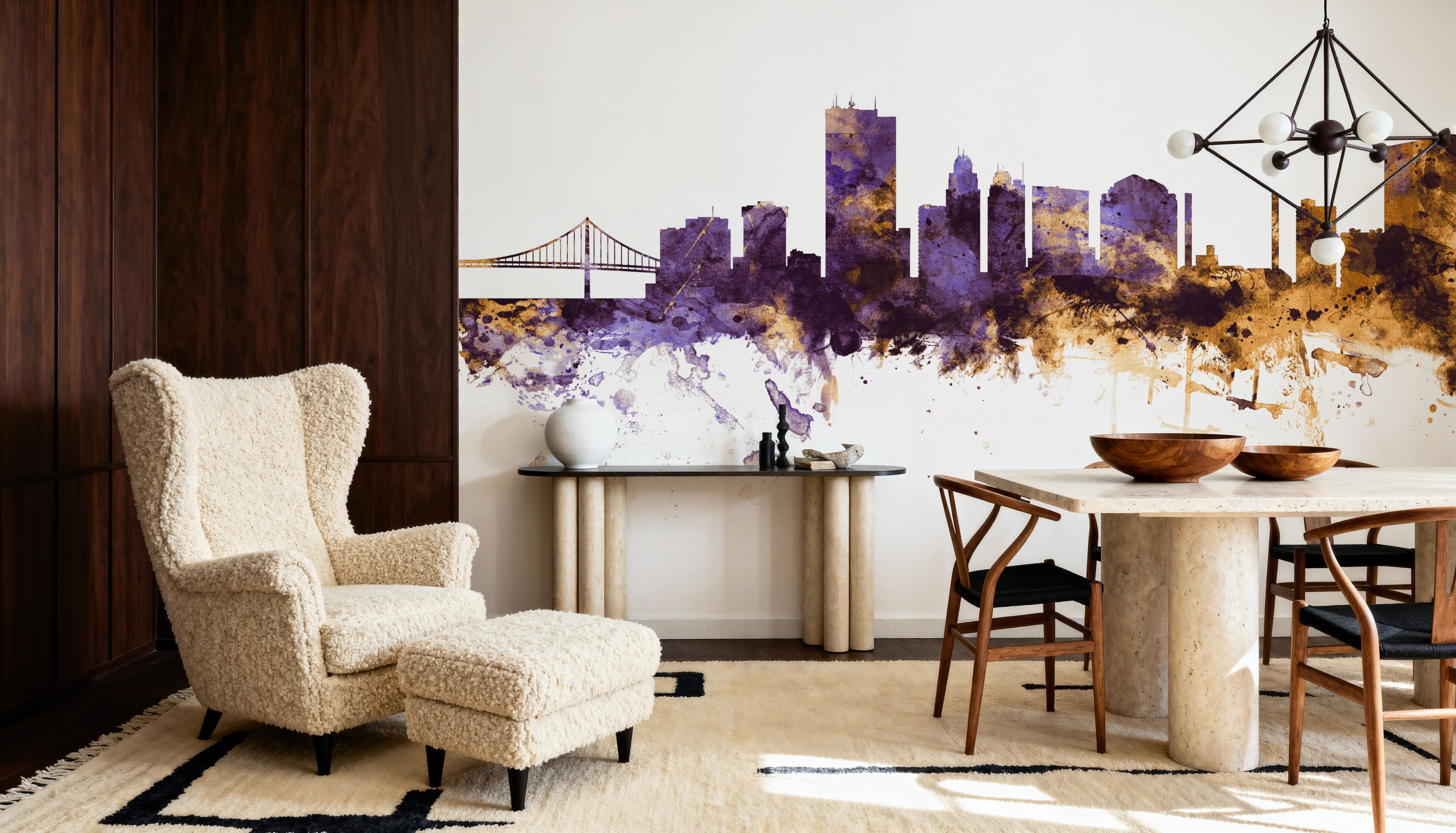 Toledo Ohio Skyline Purple & Gold, Wallpaper