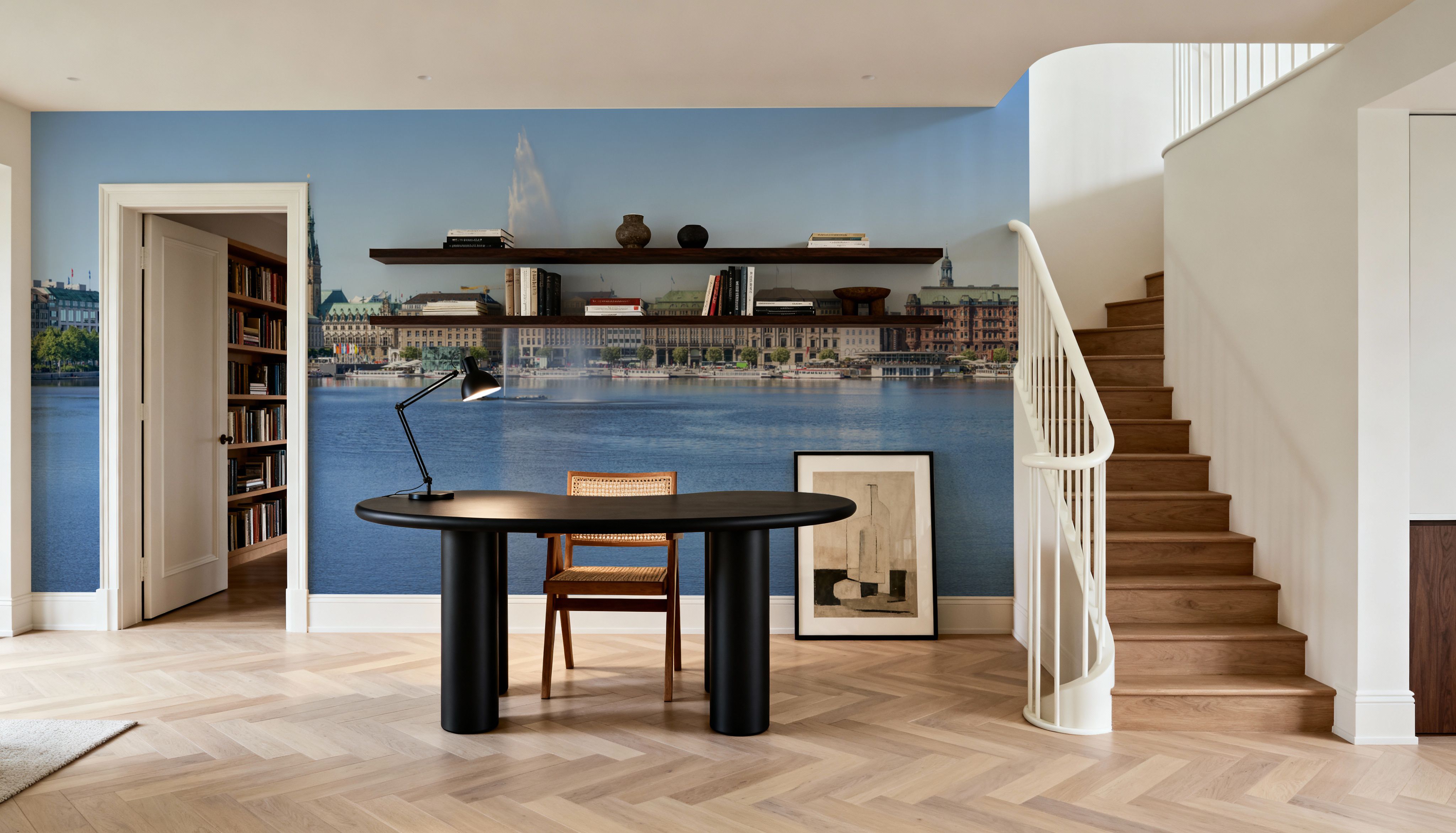 Urban Fountain Reflection