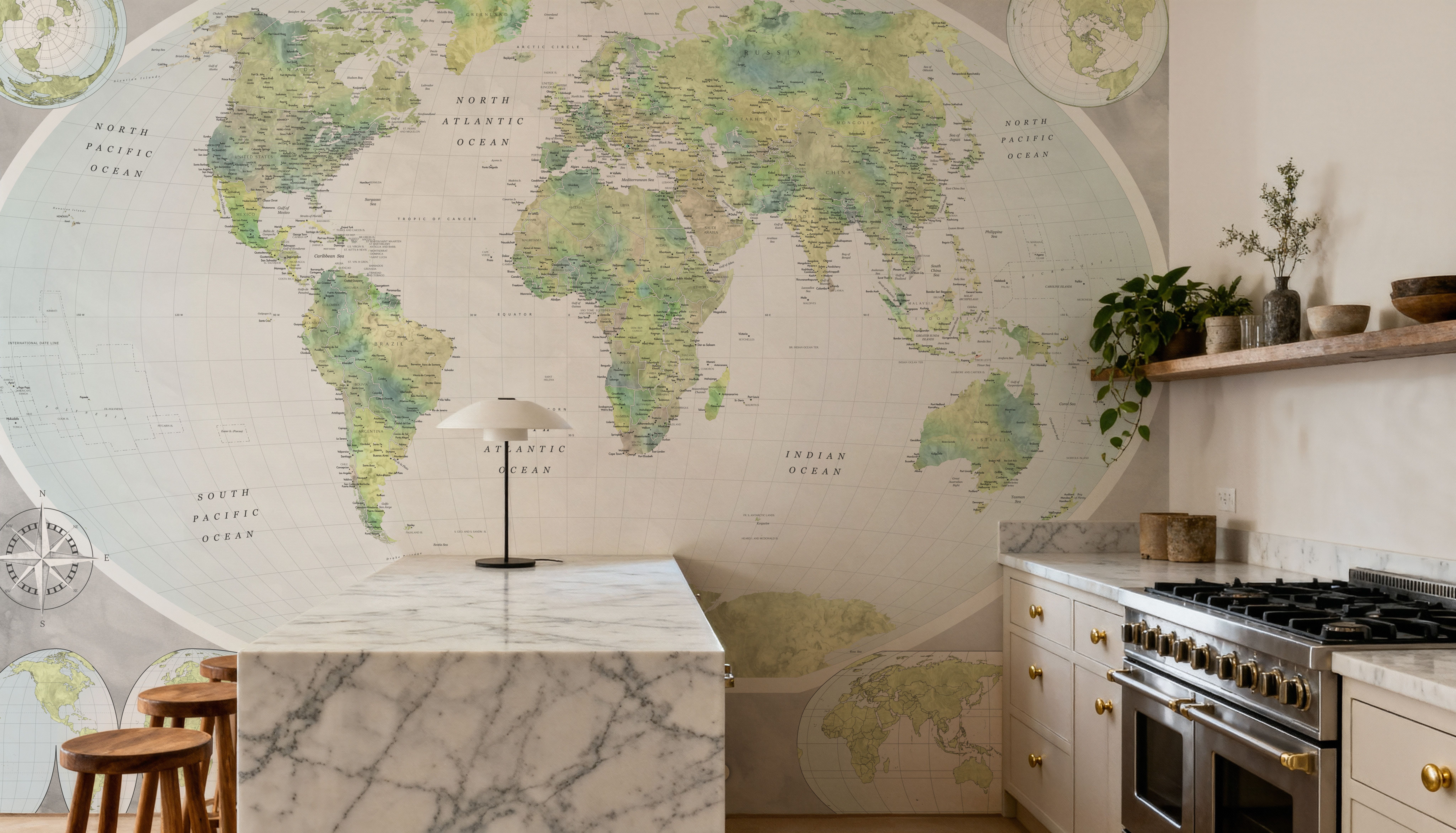 World Map Atlas Green