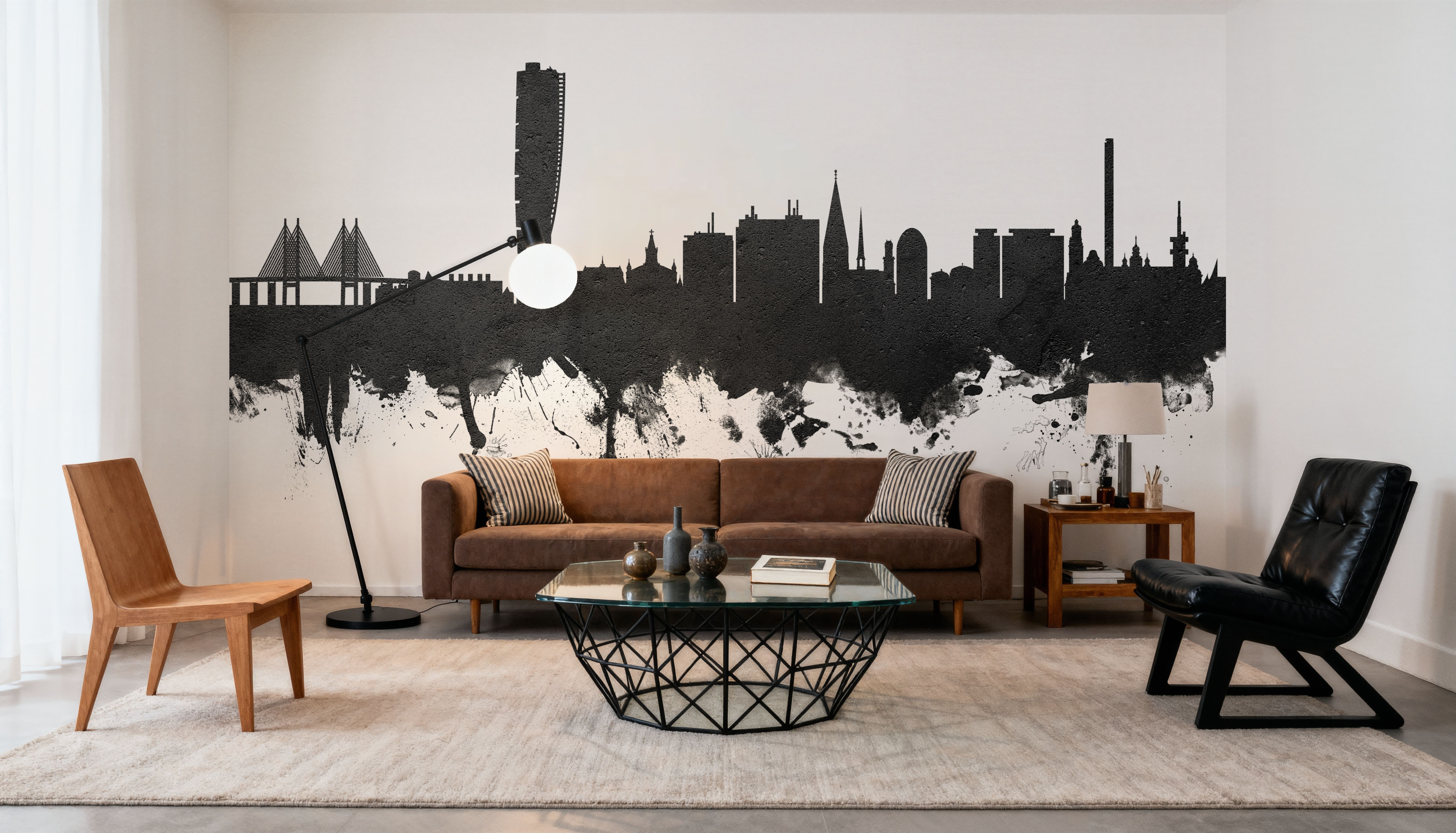 Malmö Sweden Skyline Black & White