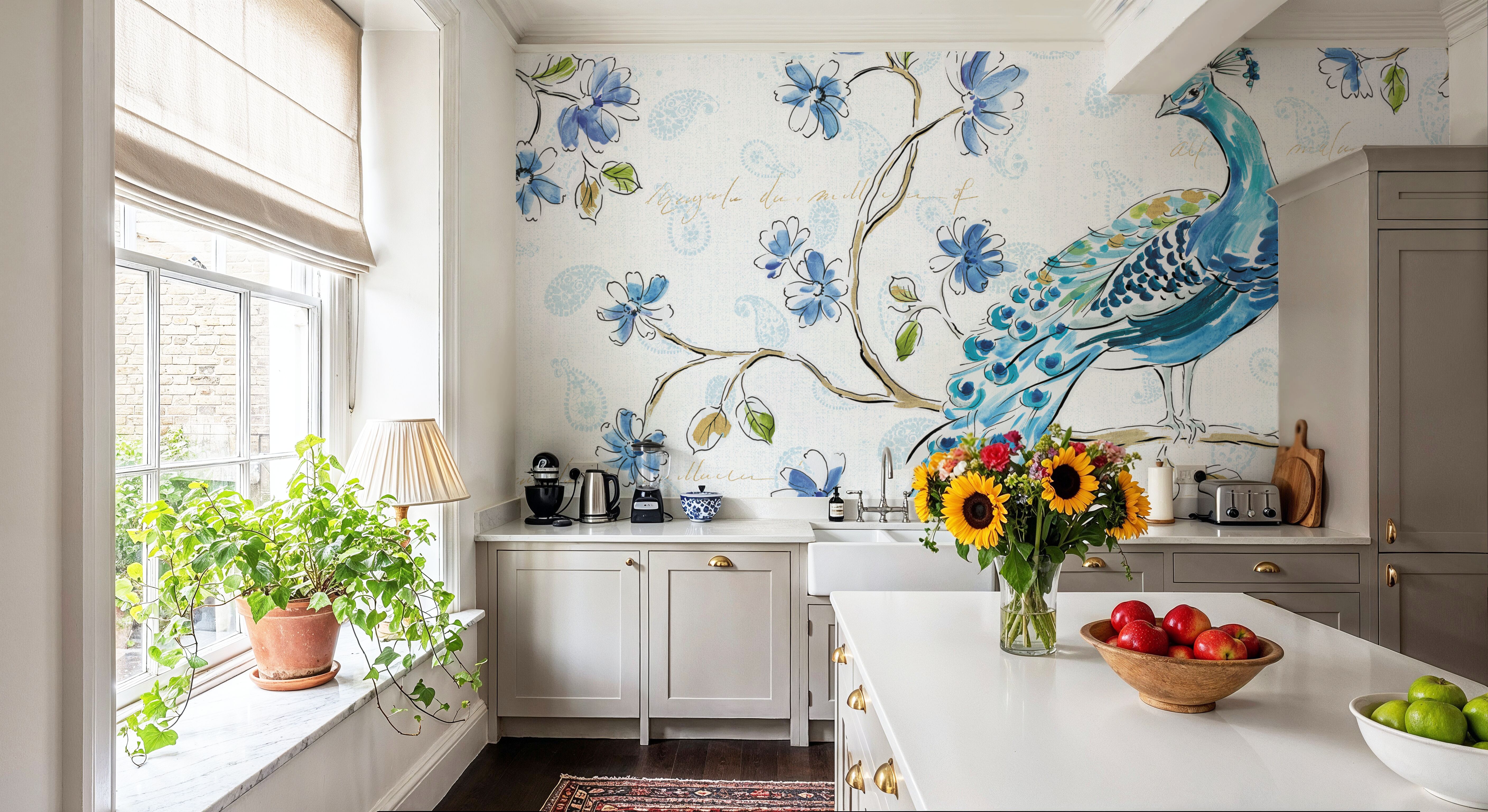 Peacock Allegory II White