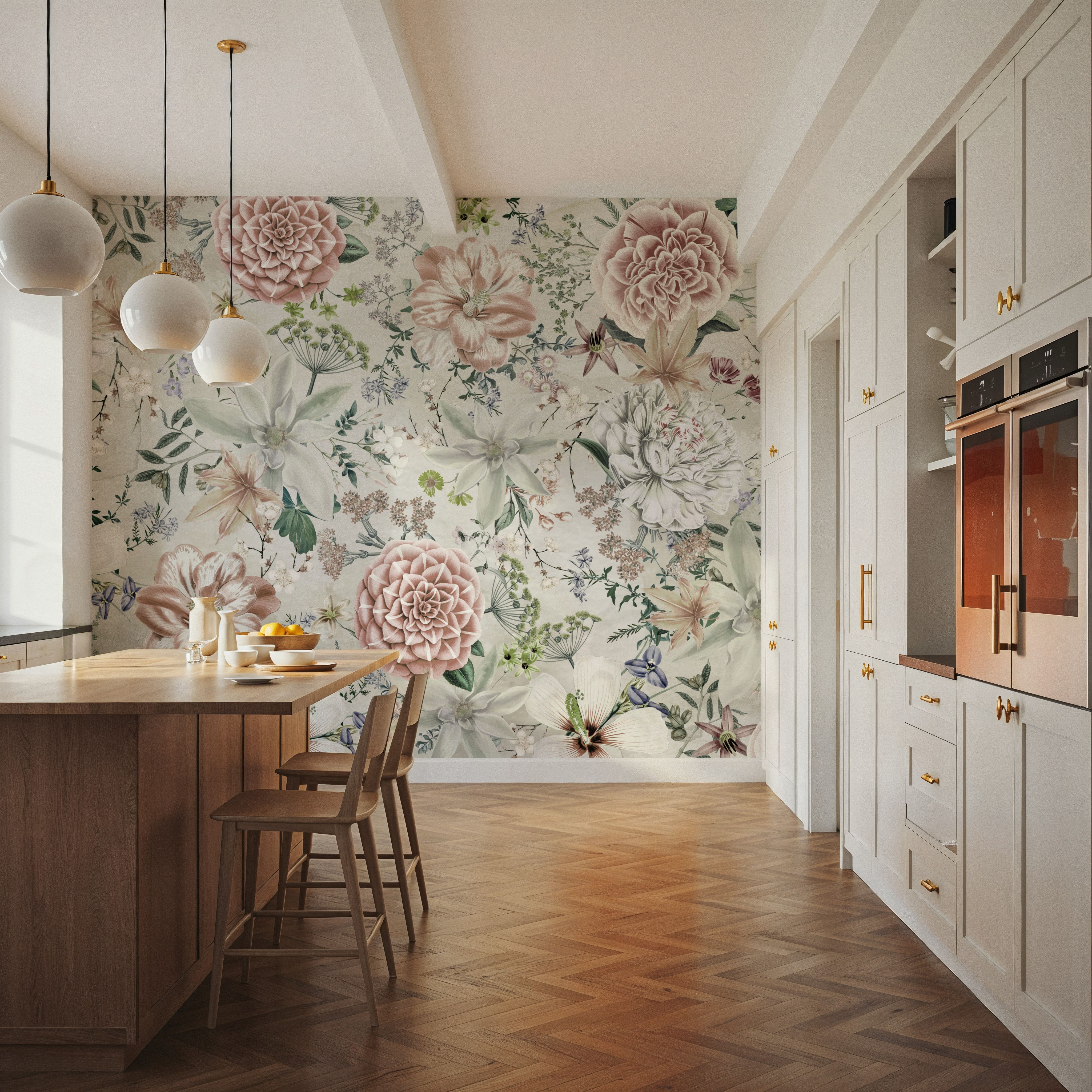 Flowers and Stripes Green