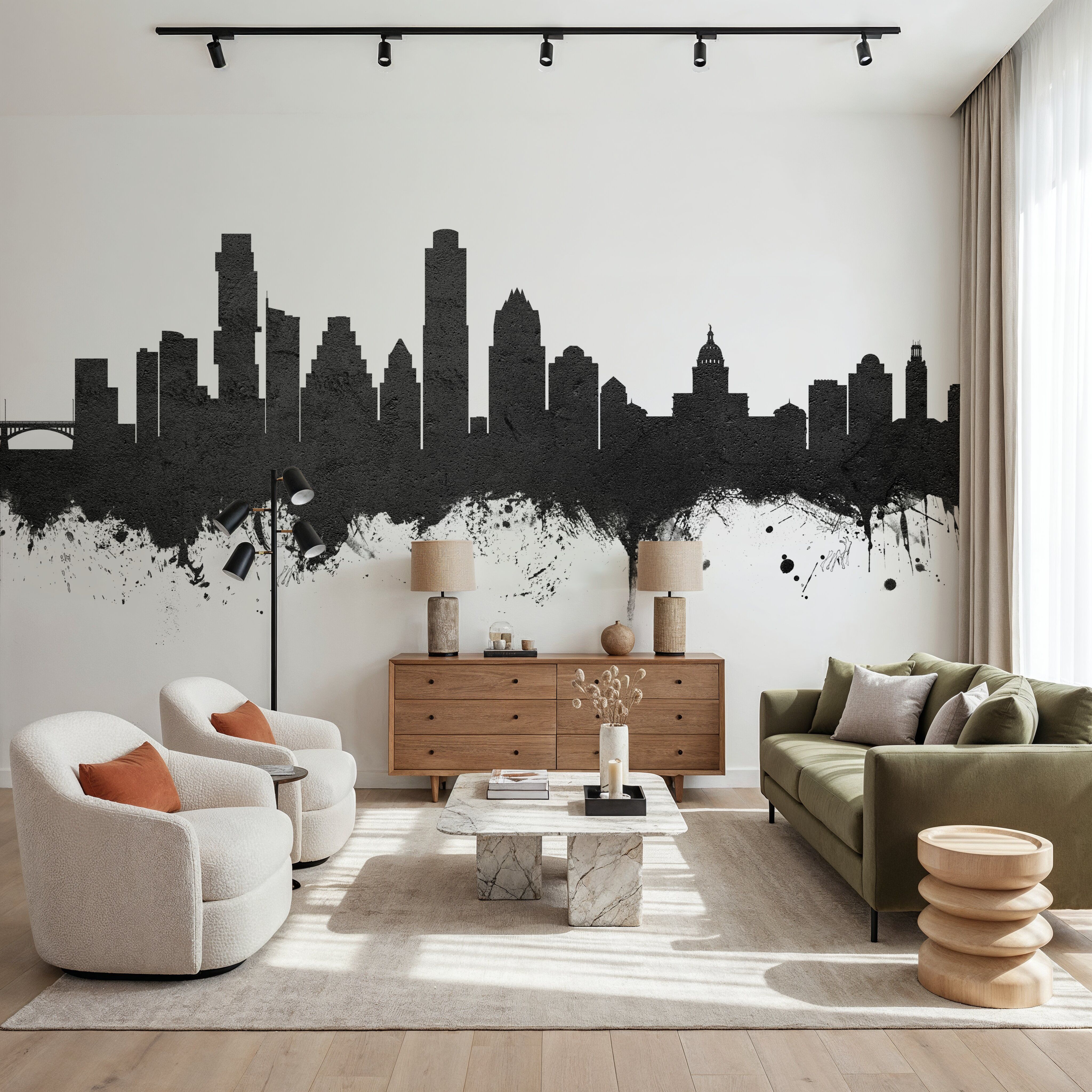 Austin Texas Skyline Black & White