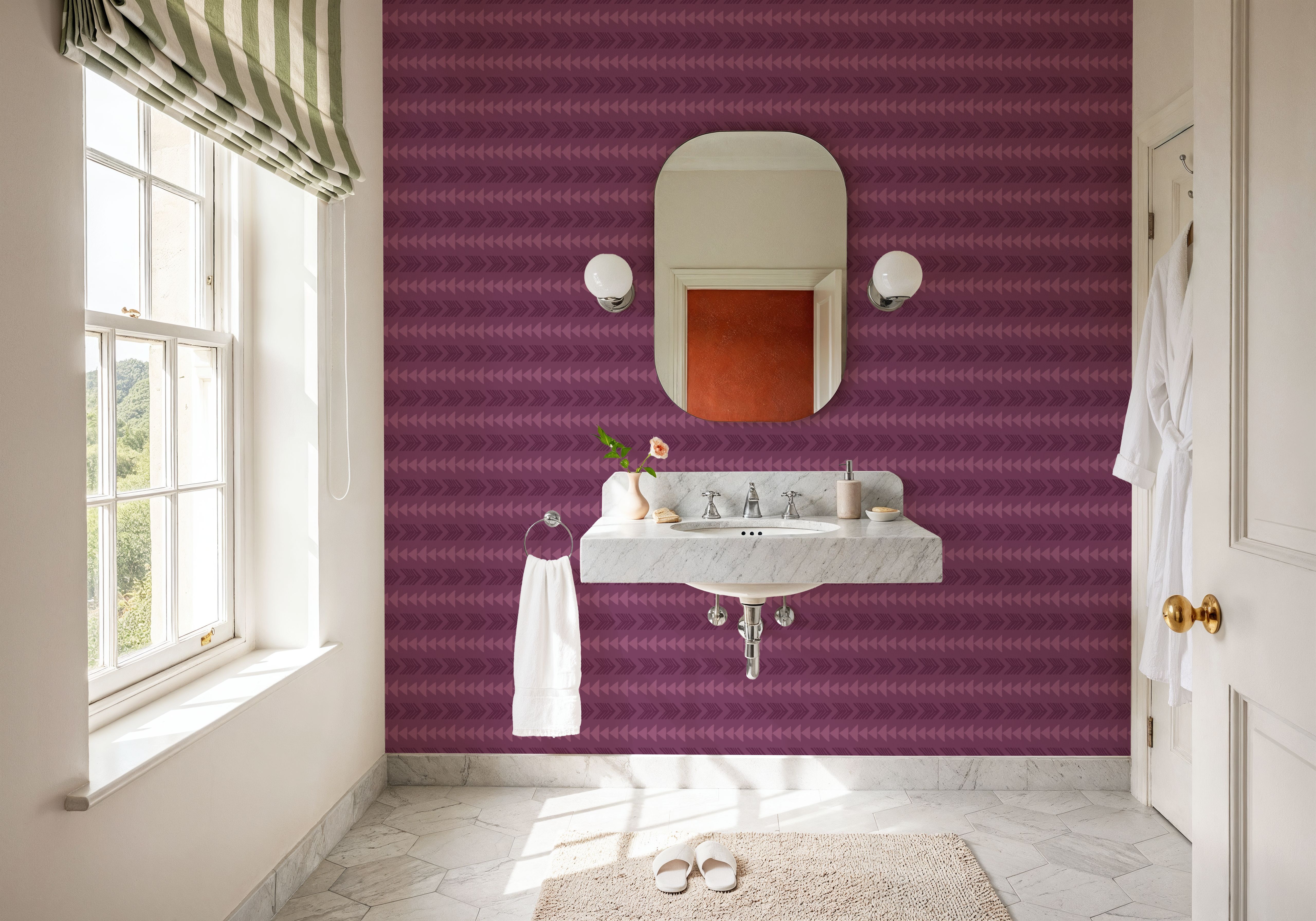 Boho Arrows Purple, Behang