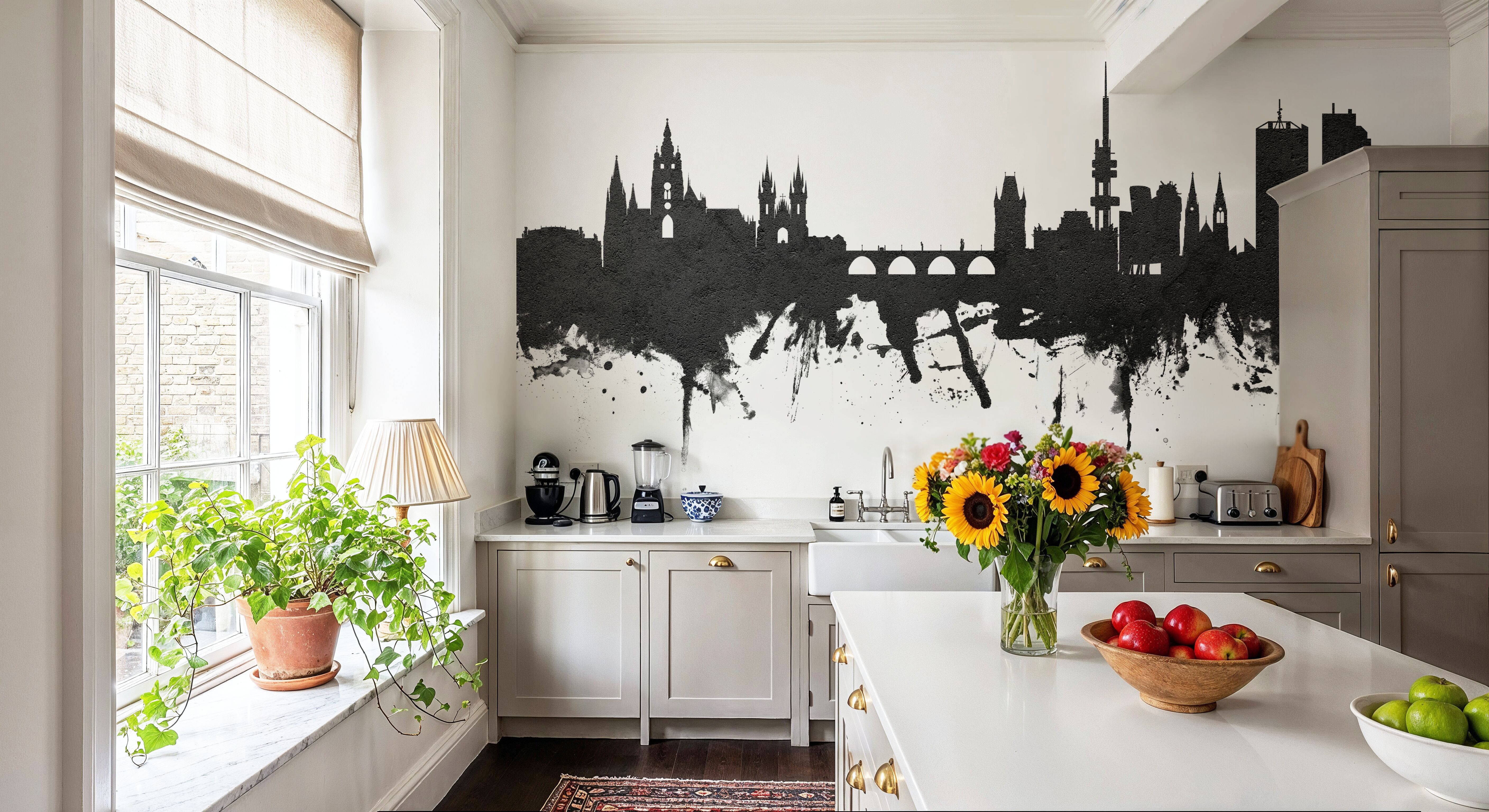 Prague (Praha) Czech Republic Skyline Black & White