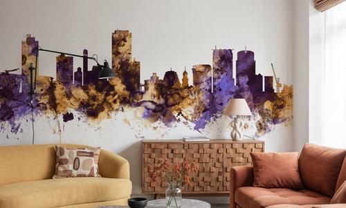 Wellington New Zealand Skyline Purple & Gold