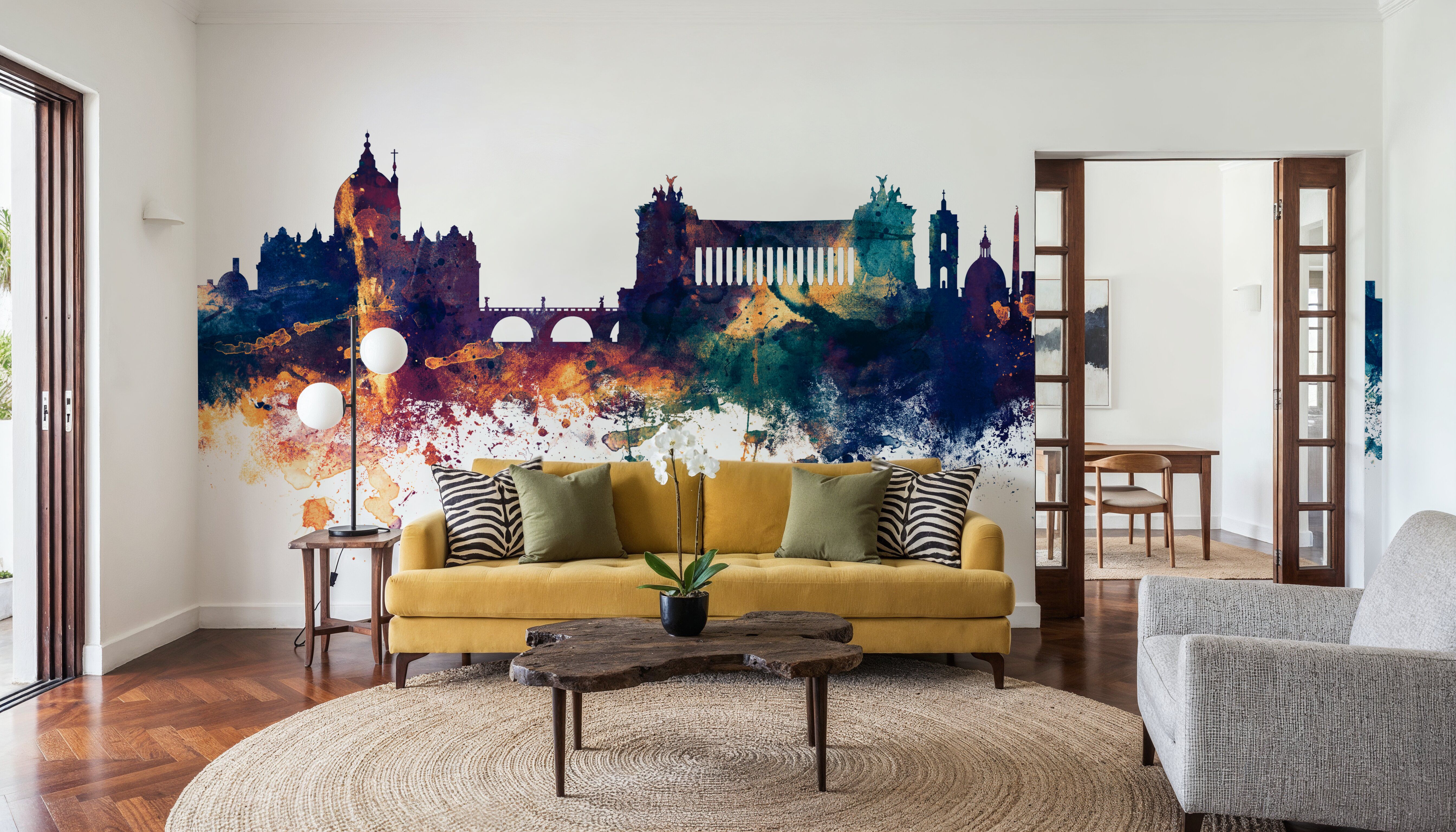 Rome Italy Skyline Blue & Bronze