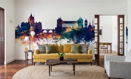 Rome Italy Skyline Blue & Bronze