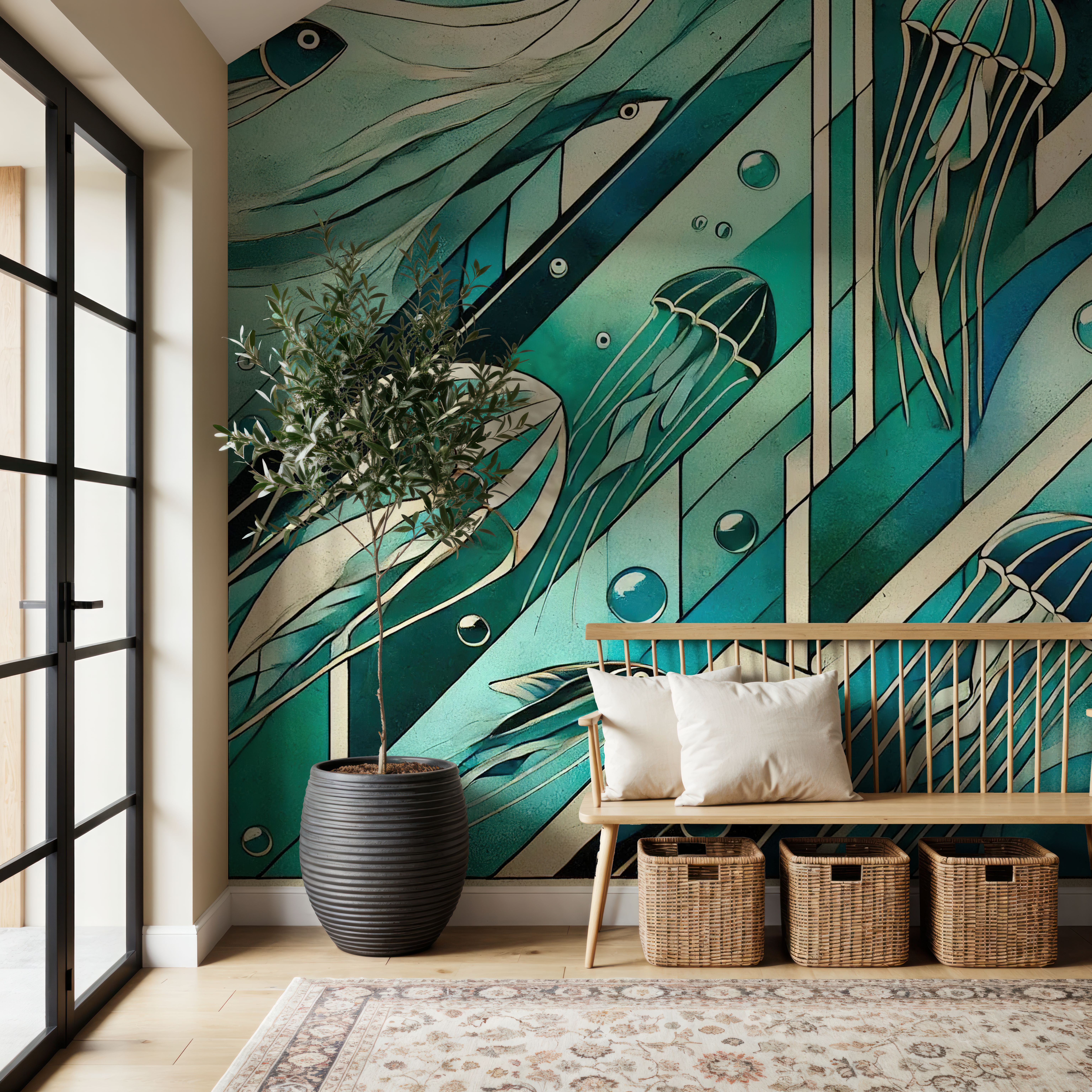 Oceanic Serenade Scene in Art Deco