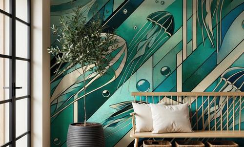 Oceanic Serenade Scene in Art Deco