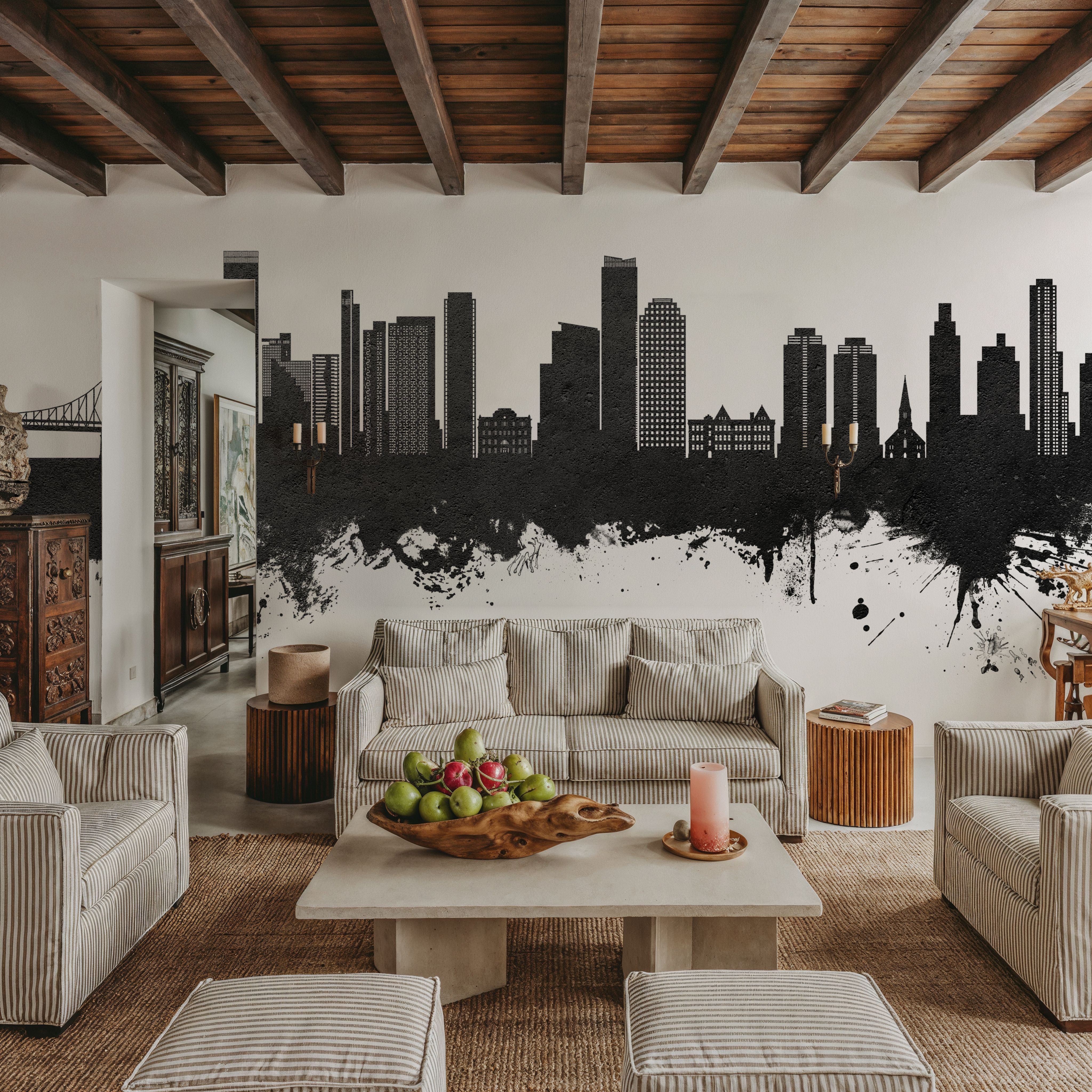 Queens New York Skyline Black & White