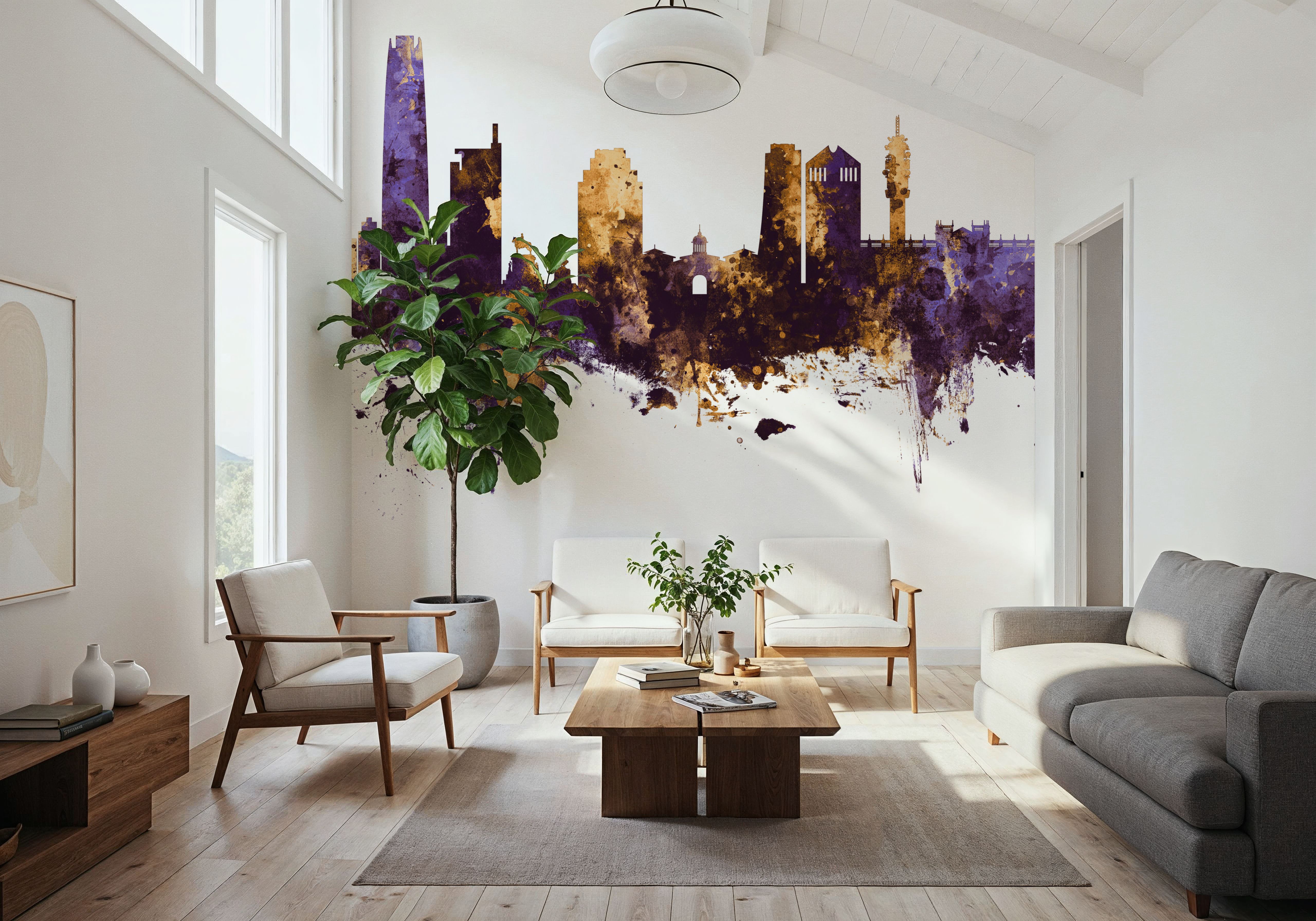 Santiago de Chile Skyline Purple & Gold