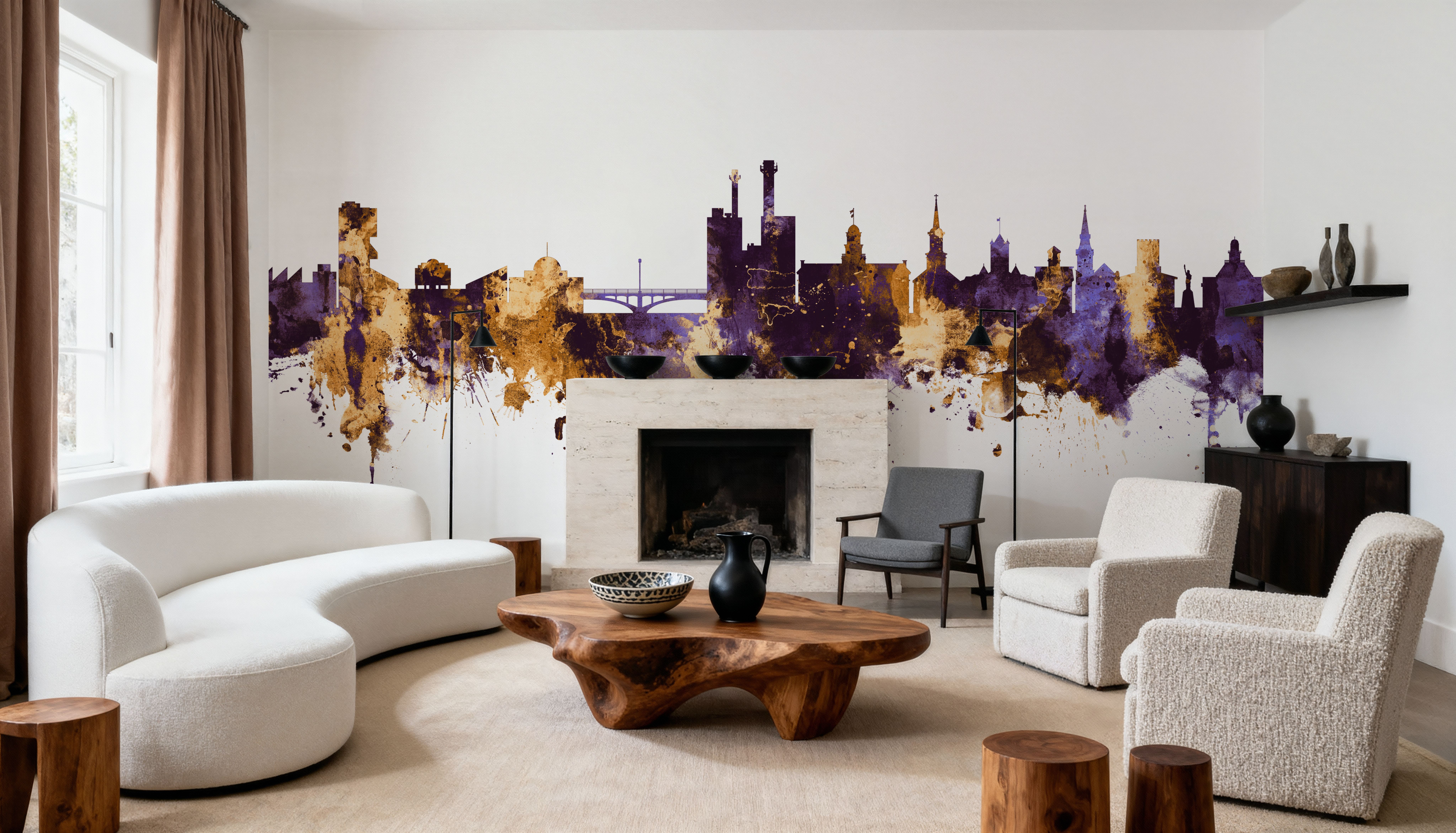 Iowa City Skyline Purple & Gold