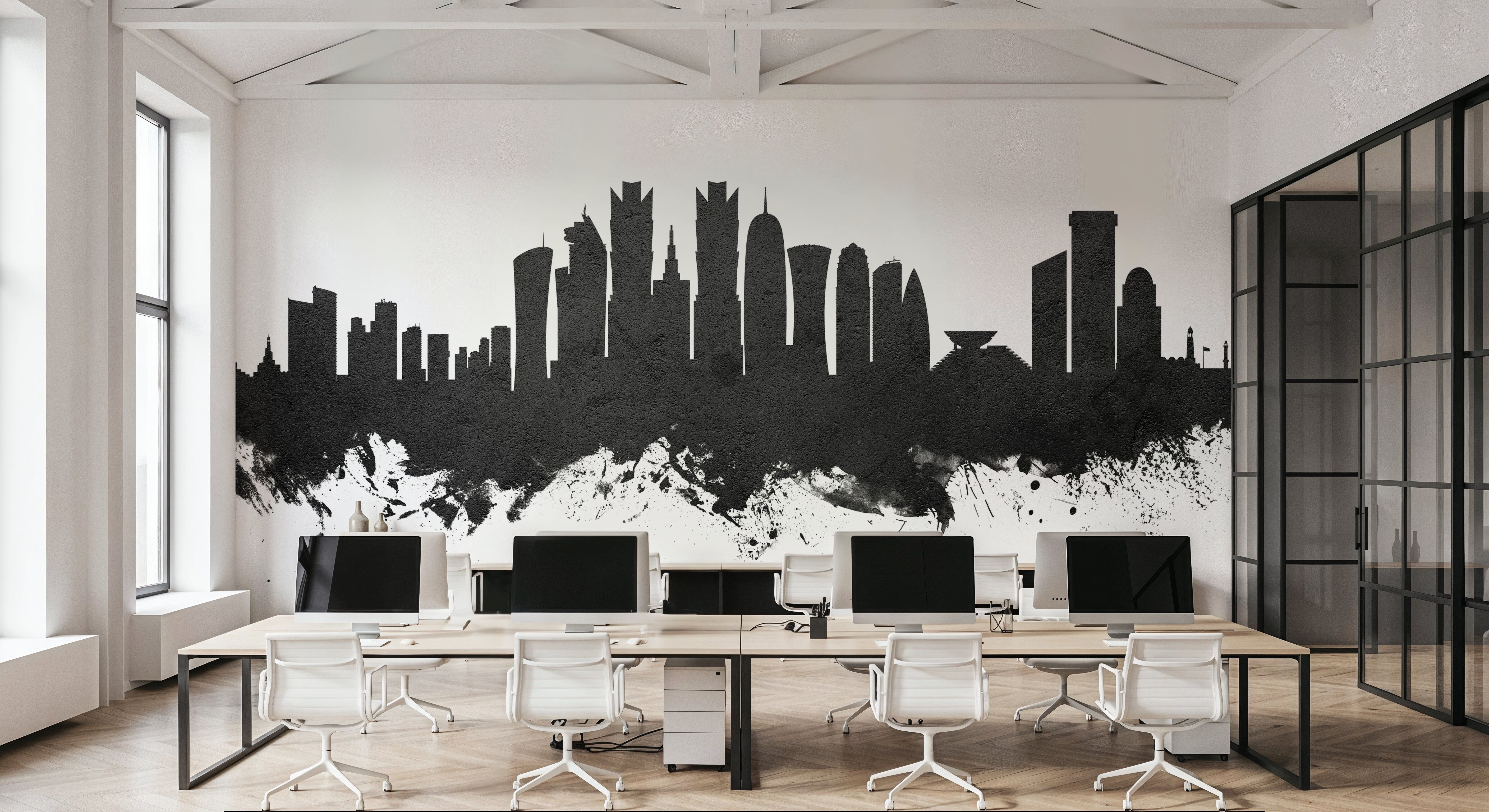 Doha Qatar Skyline Black & White