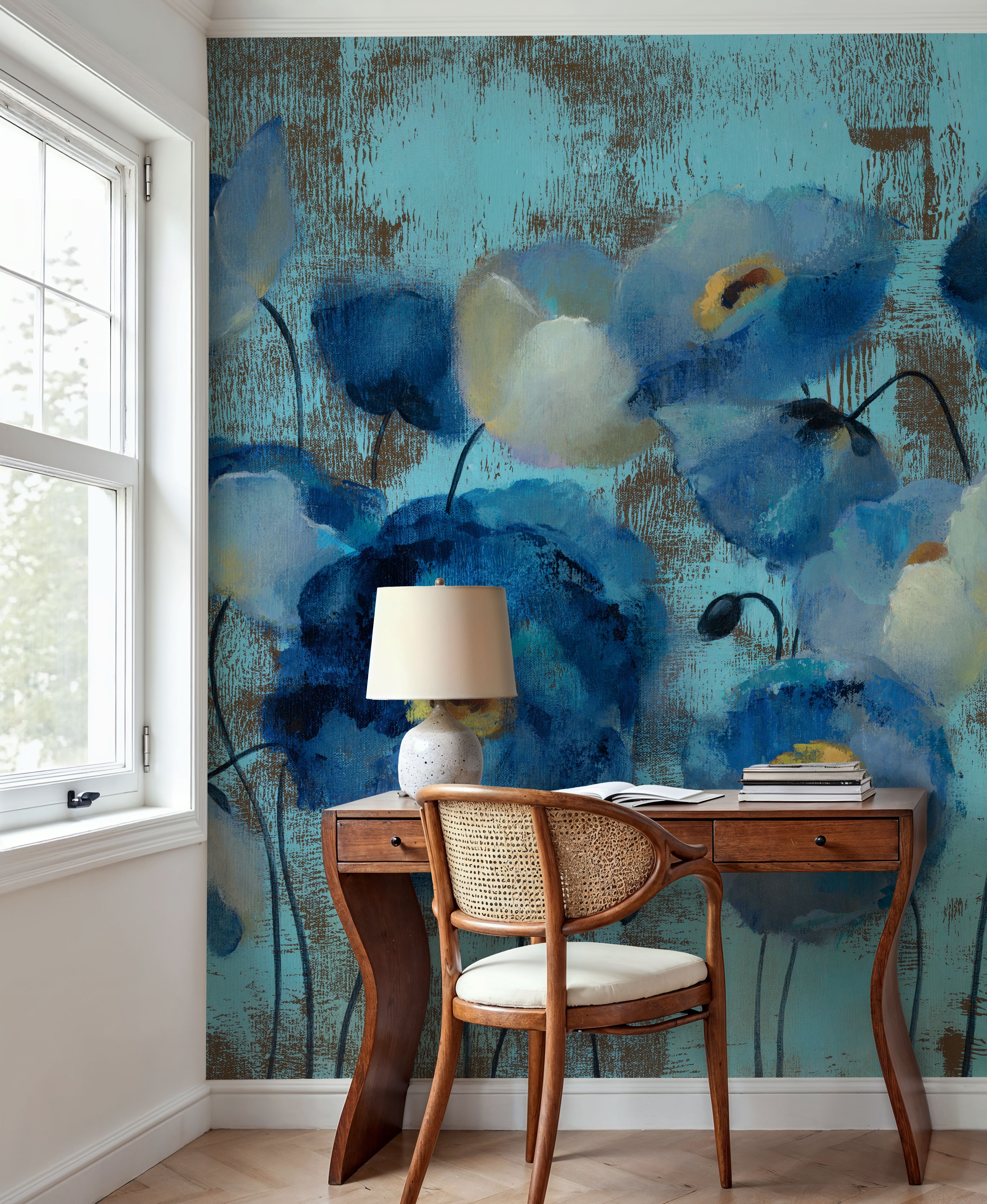 Aquamarine Floral on Blue