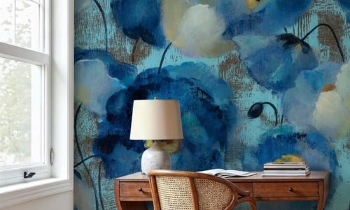 Aquamarine Floral on Blue