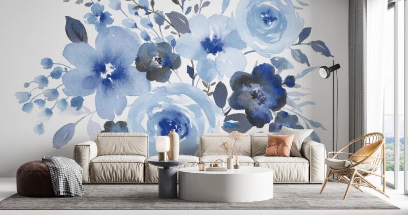 Blue Bower wallpaper mural 100% PVC-free and non-toxic