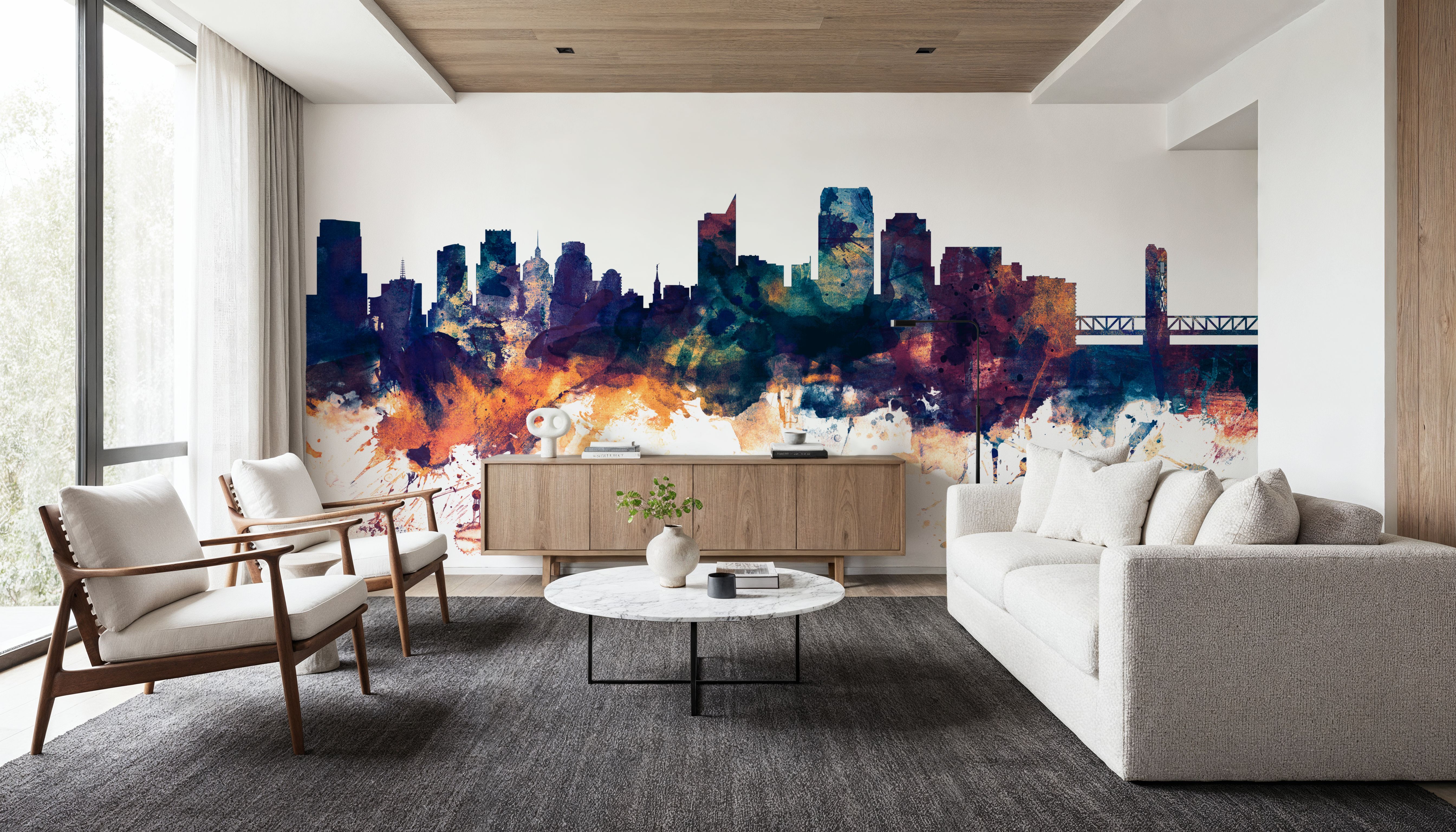 Sacramento California Skyline Blue & Bronze