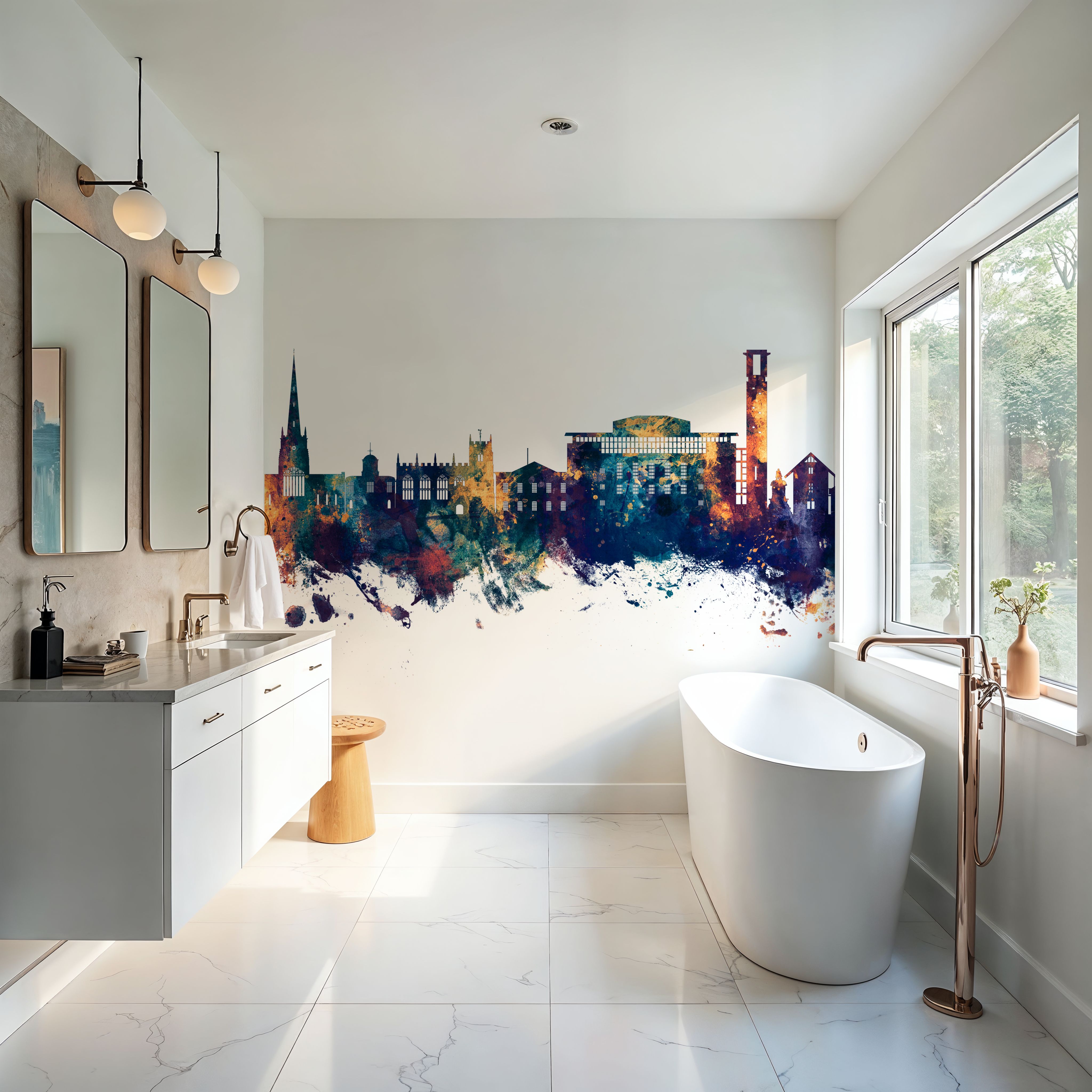 Stratford-upon-Avon England Skyline Blue & Bronze 