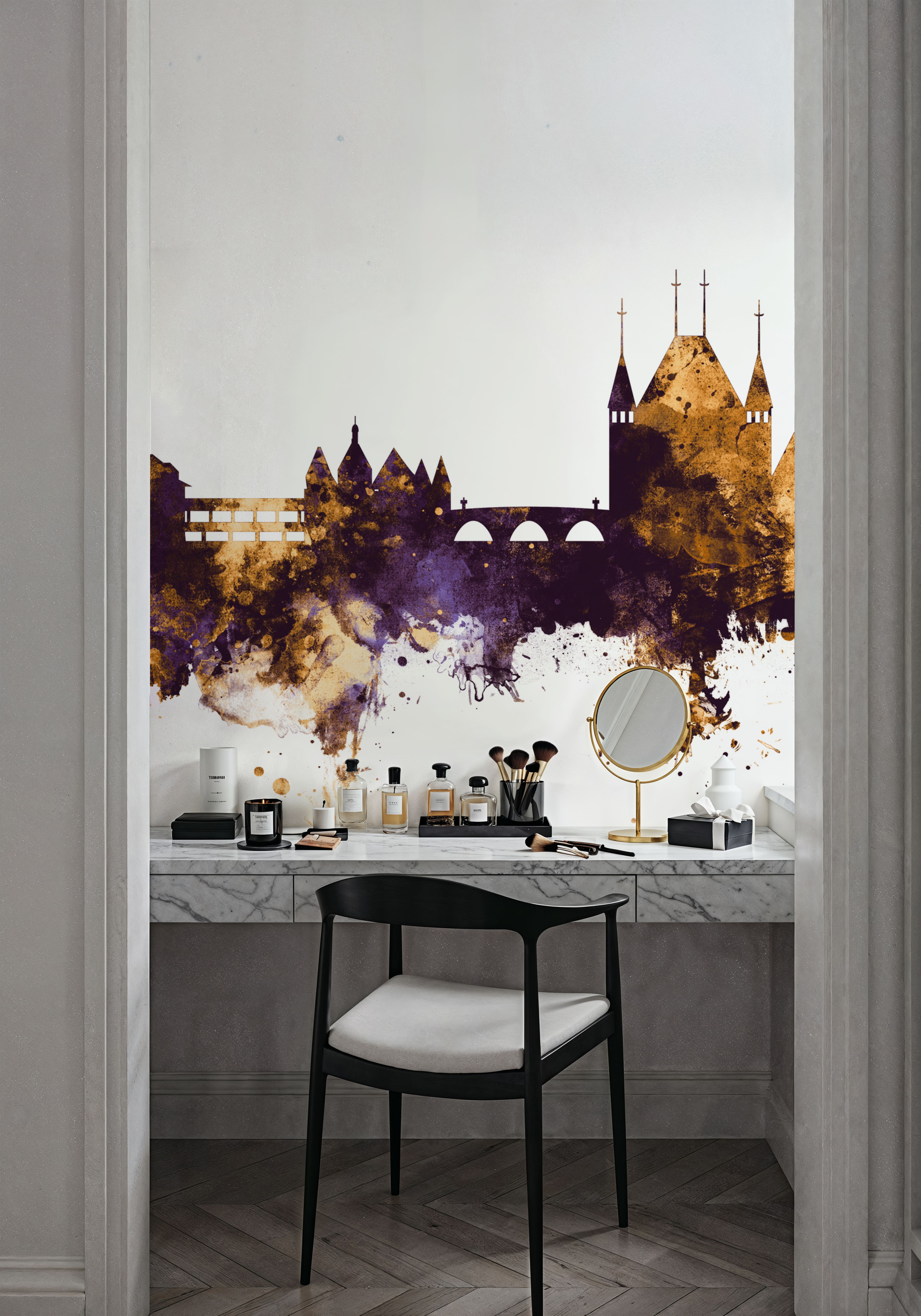 Thun Switzerland Skyline Purple & Gold