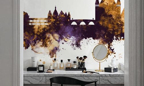 Thun Switzerland Skyline Purple & Gold
