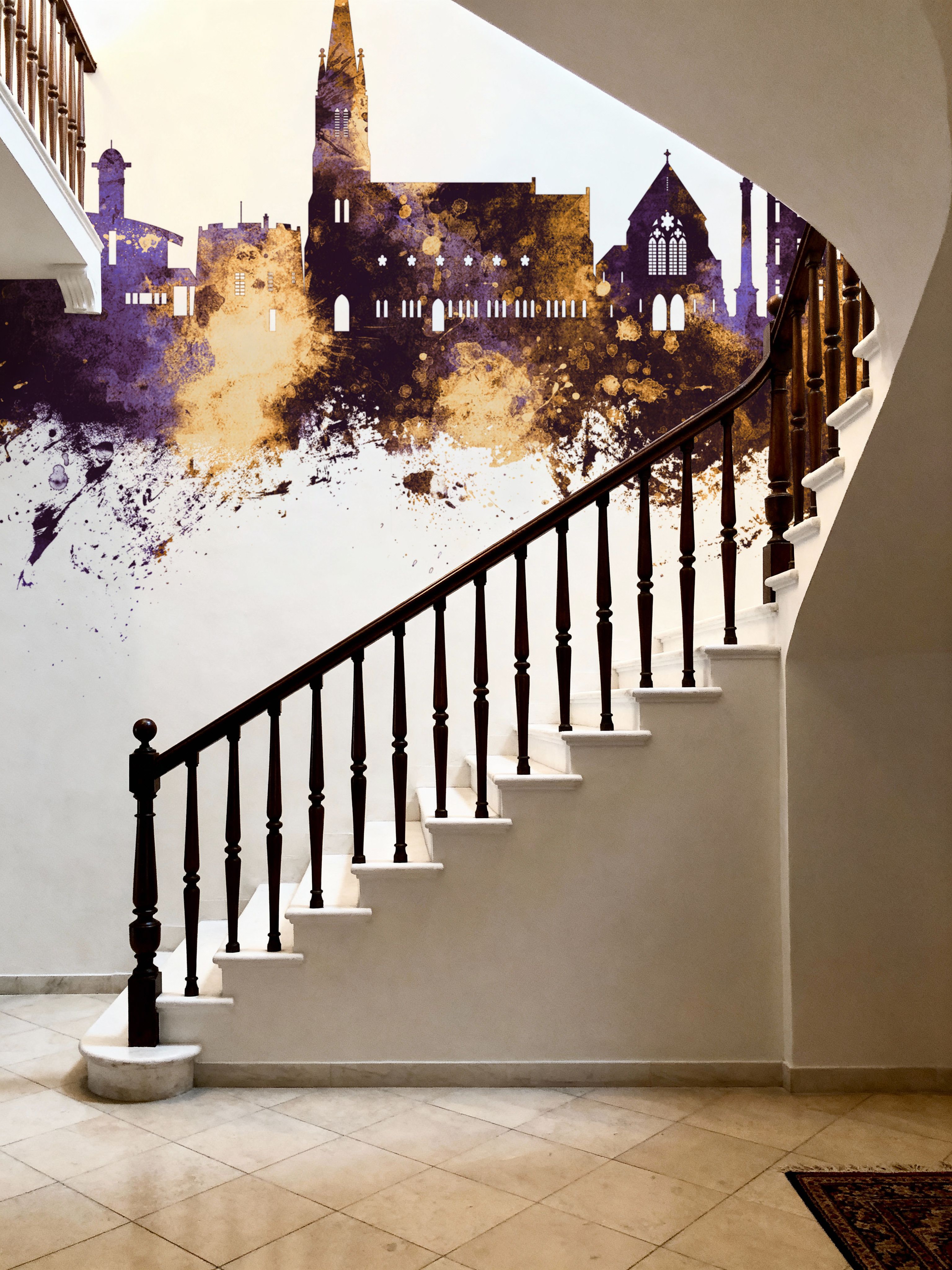 Felixstowe England Skyline Purple & Gold