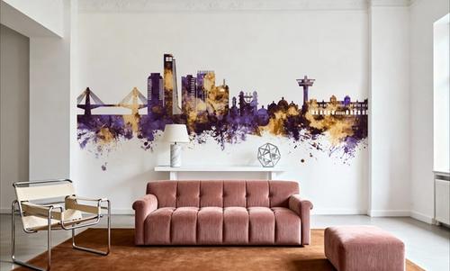 Chattogram Bangladesh Skyline Purple & Gold