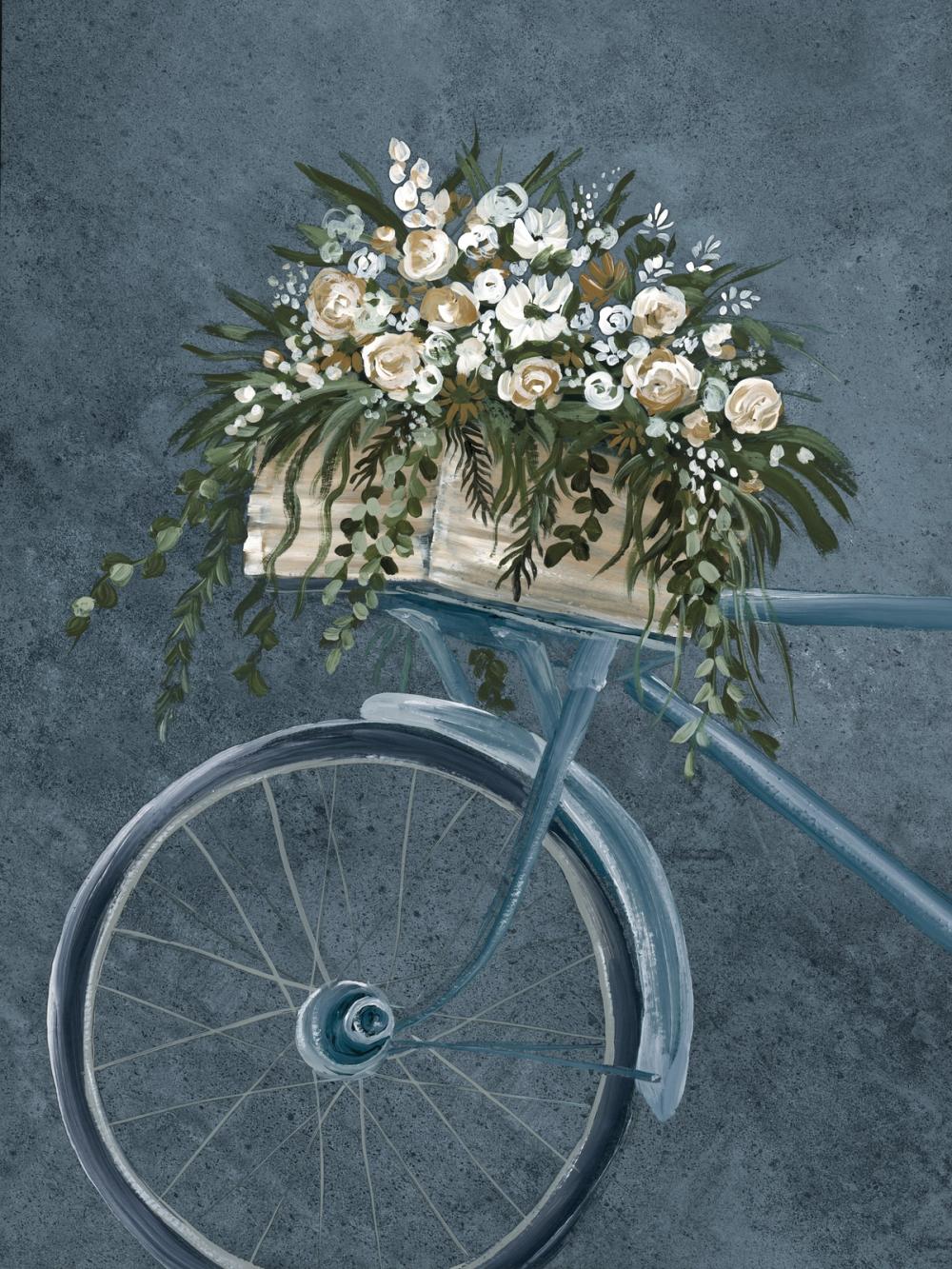 Vintage Bicycle with Florals Denim