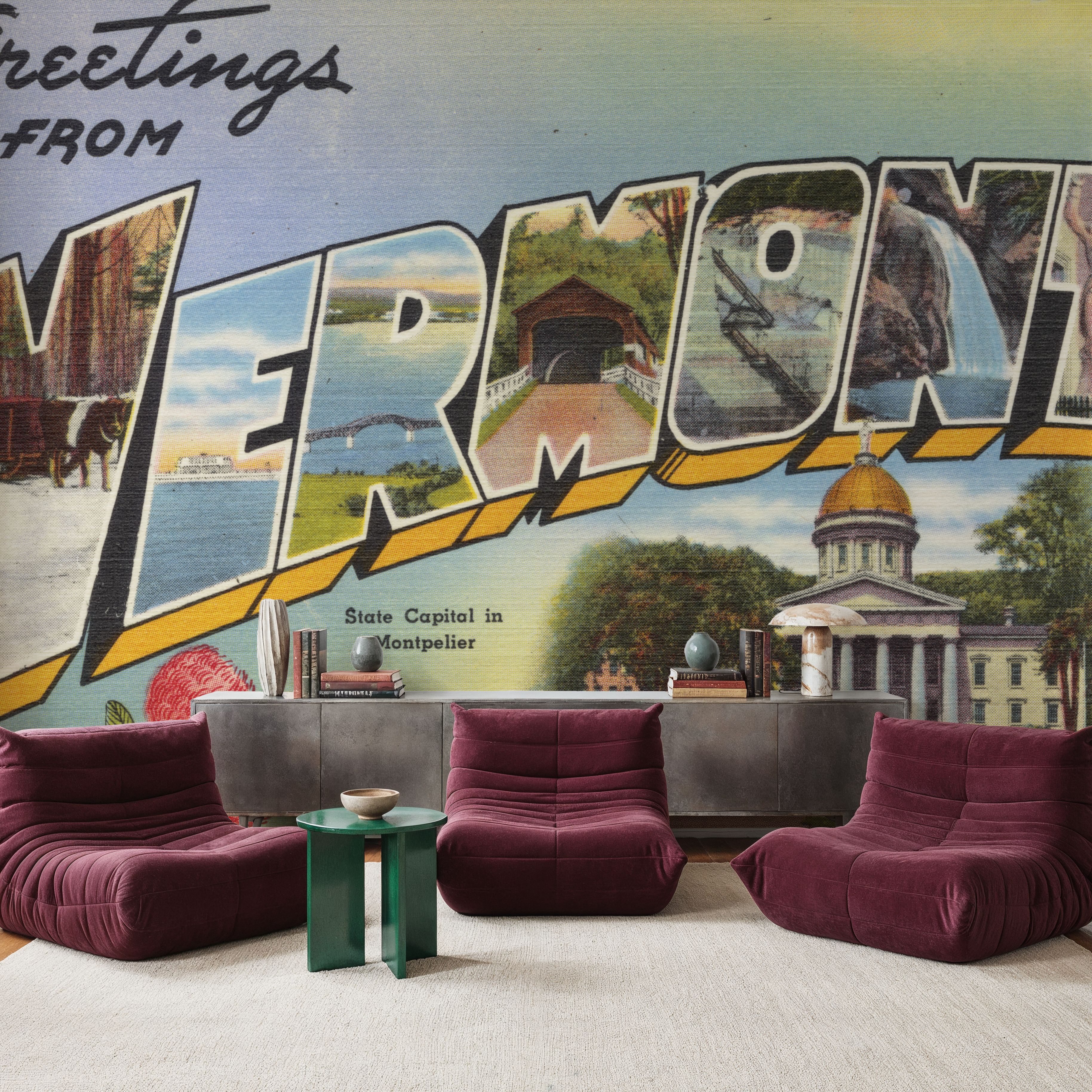 Greetings from Vermont State - Screenprint Postcard