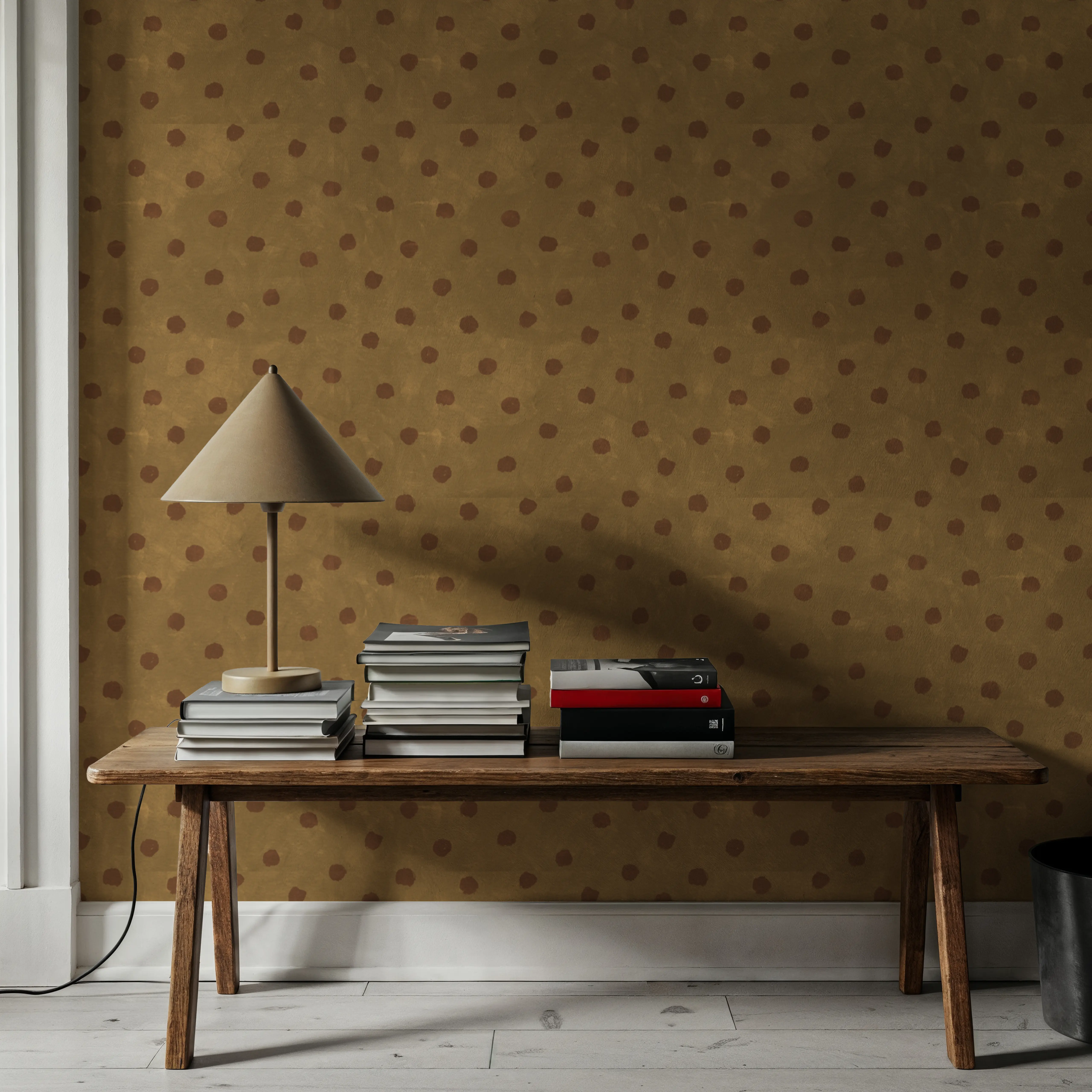 Behang - Autumn Dots Khaki - Stippen - Bruin - Eetkamer - Wallism België - Zelfklevend of Vliesbehang